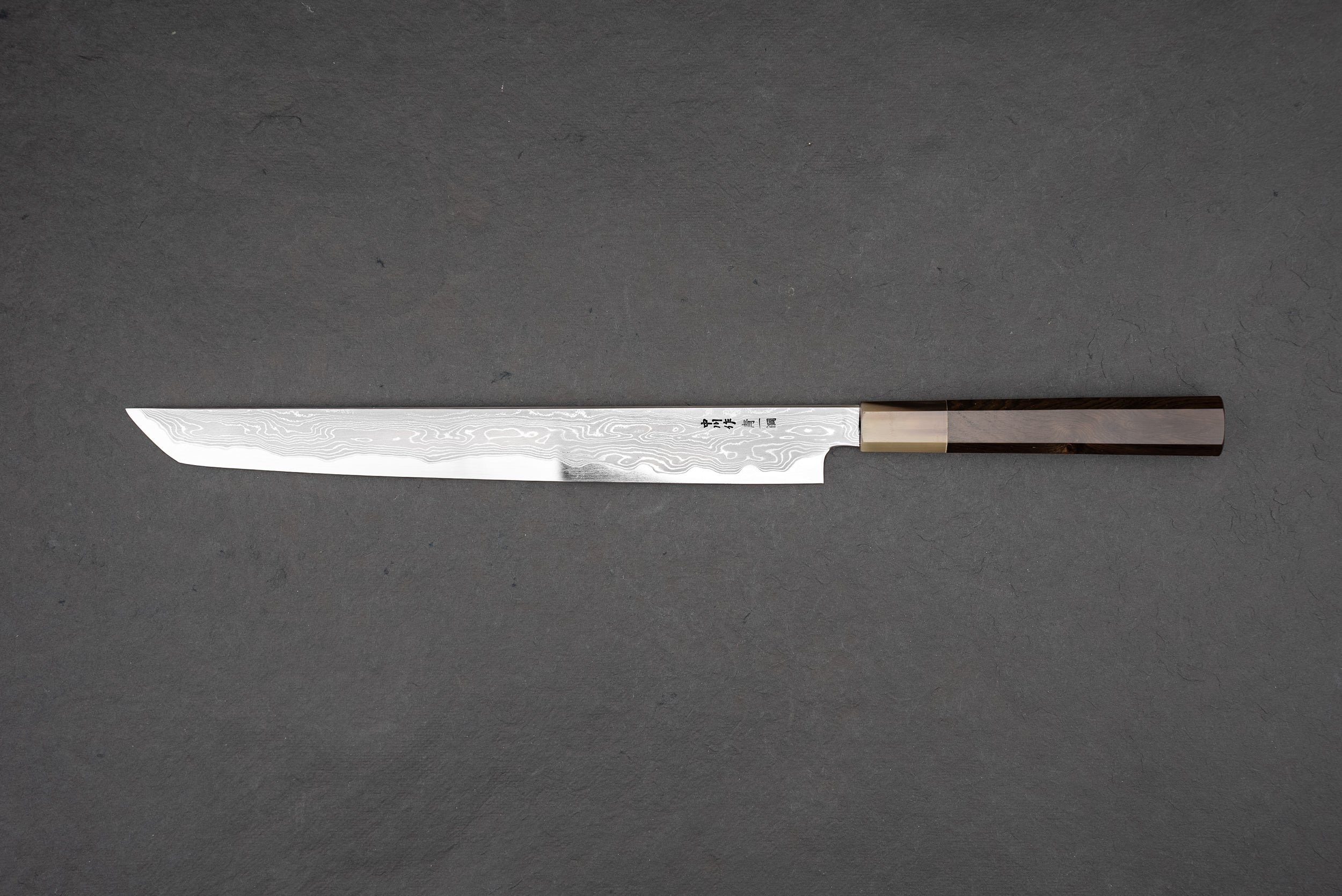 Premium Japanese Damascus Steel Sakimaru Sujihiki Knife 300mm - Satoshi Nakagawa x Naohito Myojin Aoichi Series - Perfect for Sushi, Sashimi & Meat Slicing