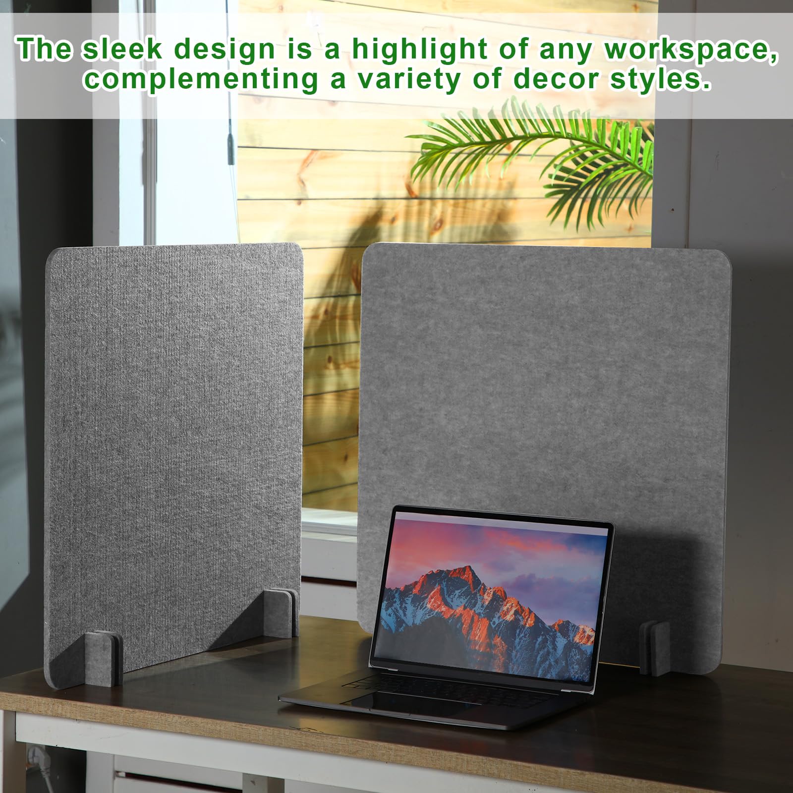 Kisston 6 Pack Acoustic Desk Dividers 24x24 Inches - Freestanding Office Privacy Panels for Noise Reduction & Visual Barrier - Light Gray Table Partitions for Students, Reception Areas & Open Workspaces
