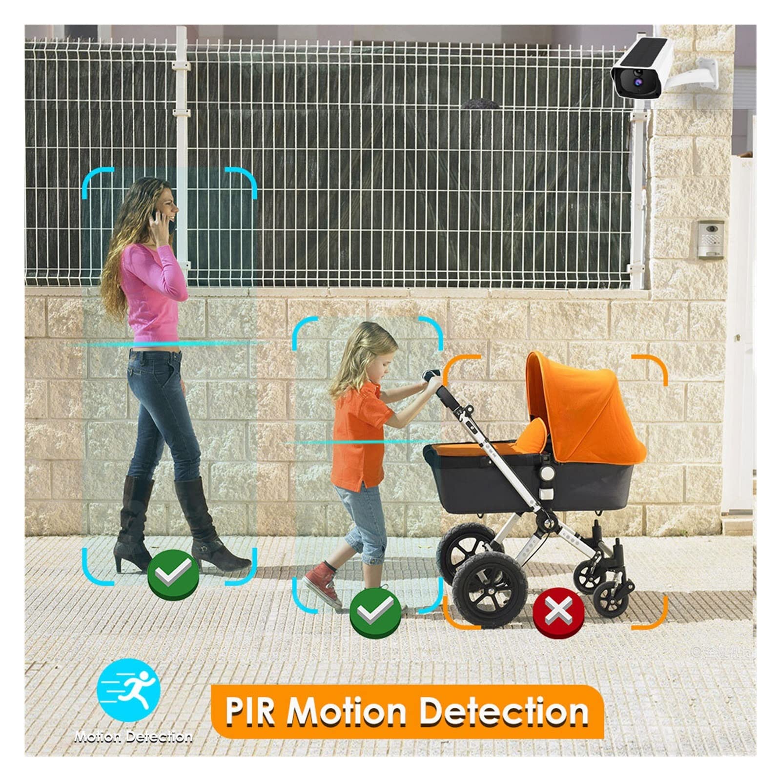 Solar Security Camera Outdoor - WiFi IP Camera with PIR Motion Detection, Waterproof, Rechargeable Battery & 64GB Storage - Ideal for Home Surveillance, Yard Monitoring & Property Protection