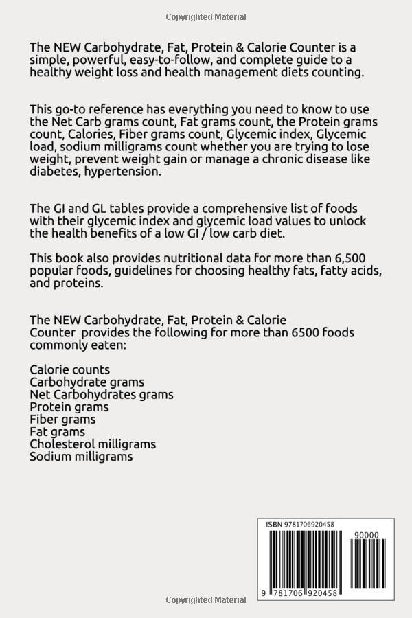NEW Carbohydrate, Fat, Protein & Calorie Counter Guide - Perfect for Keto, Atkins & Paleo Diets with Glycemic Index Charts | Easy Tracking for Weight Loss & Healthy Eating