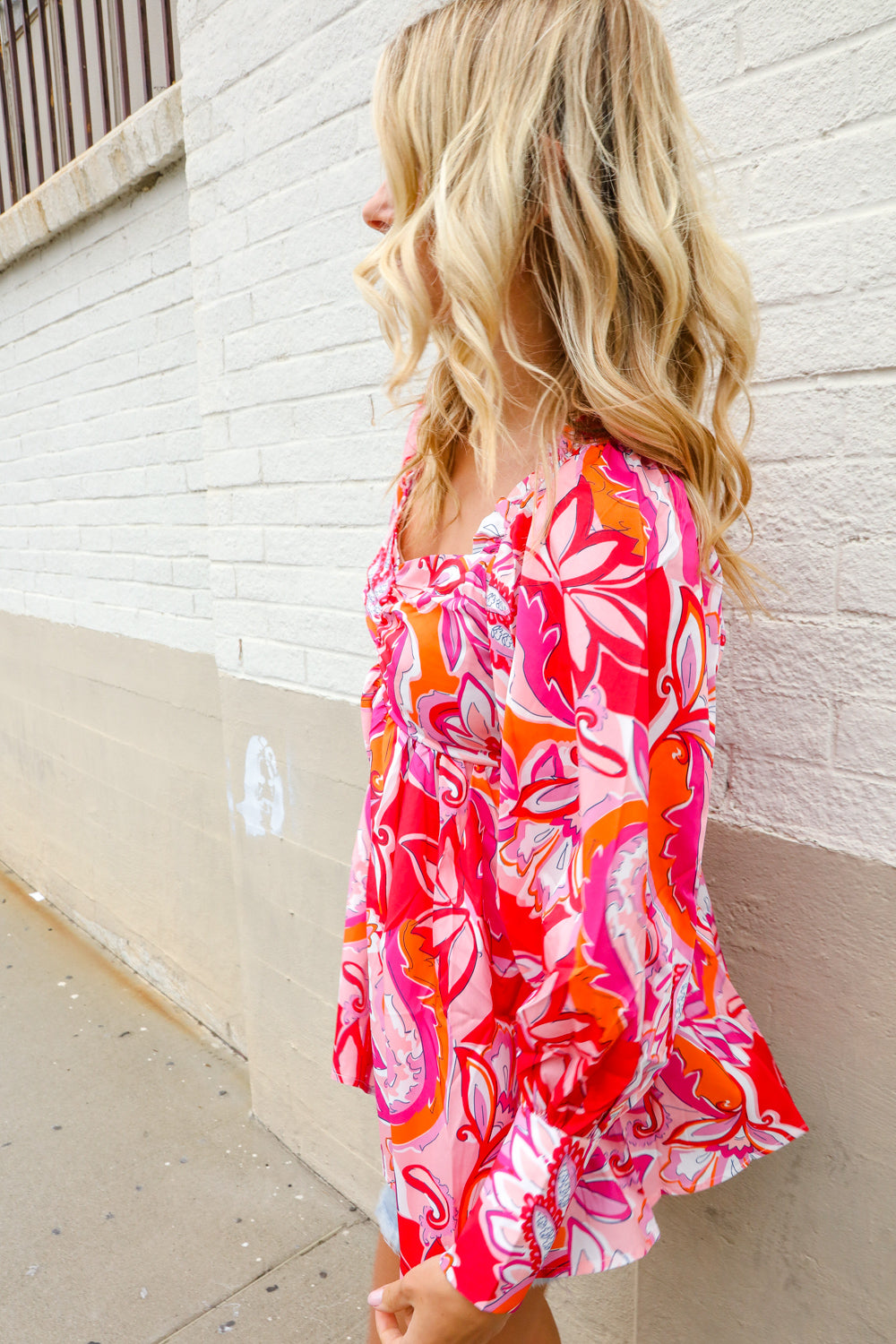 Elegant Red Silky Floral Print Sweetheart Neck Long Sleeve Blouse for Women | Perfect for Date Night, Office Wear & Special Occasions
