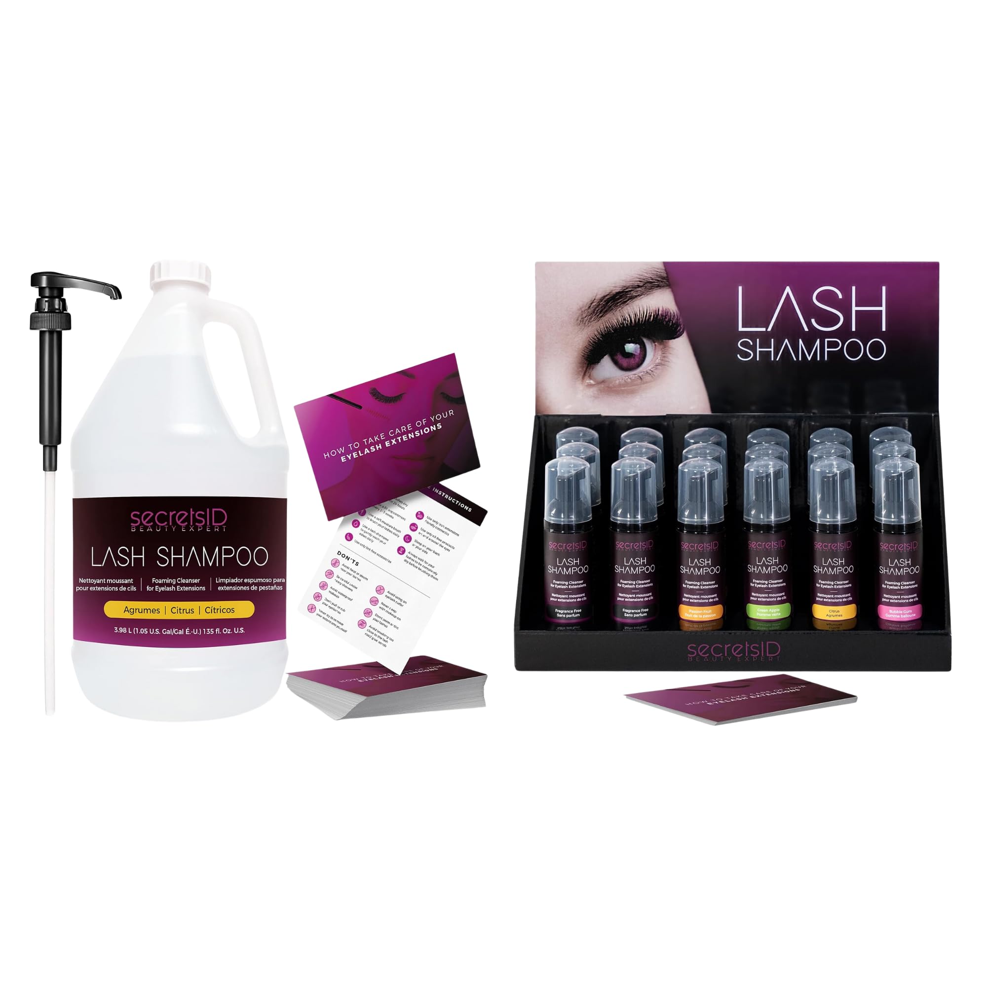 Professional Lash Shampoo Gallon & Complete Lash Cleansing Kit Bundle - Gentle Eyelash Extension Cleaner for Salon & Home Use