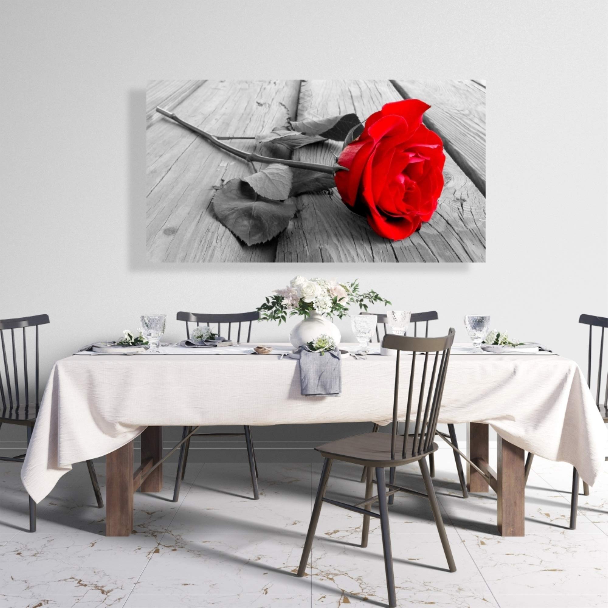 Black and Red Rose Canvas Print - Elegant Floral Wall Art for Home & Office Decor | Perfect for Living Room, Bedroom, or Gift