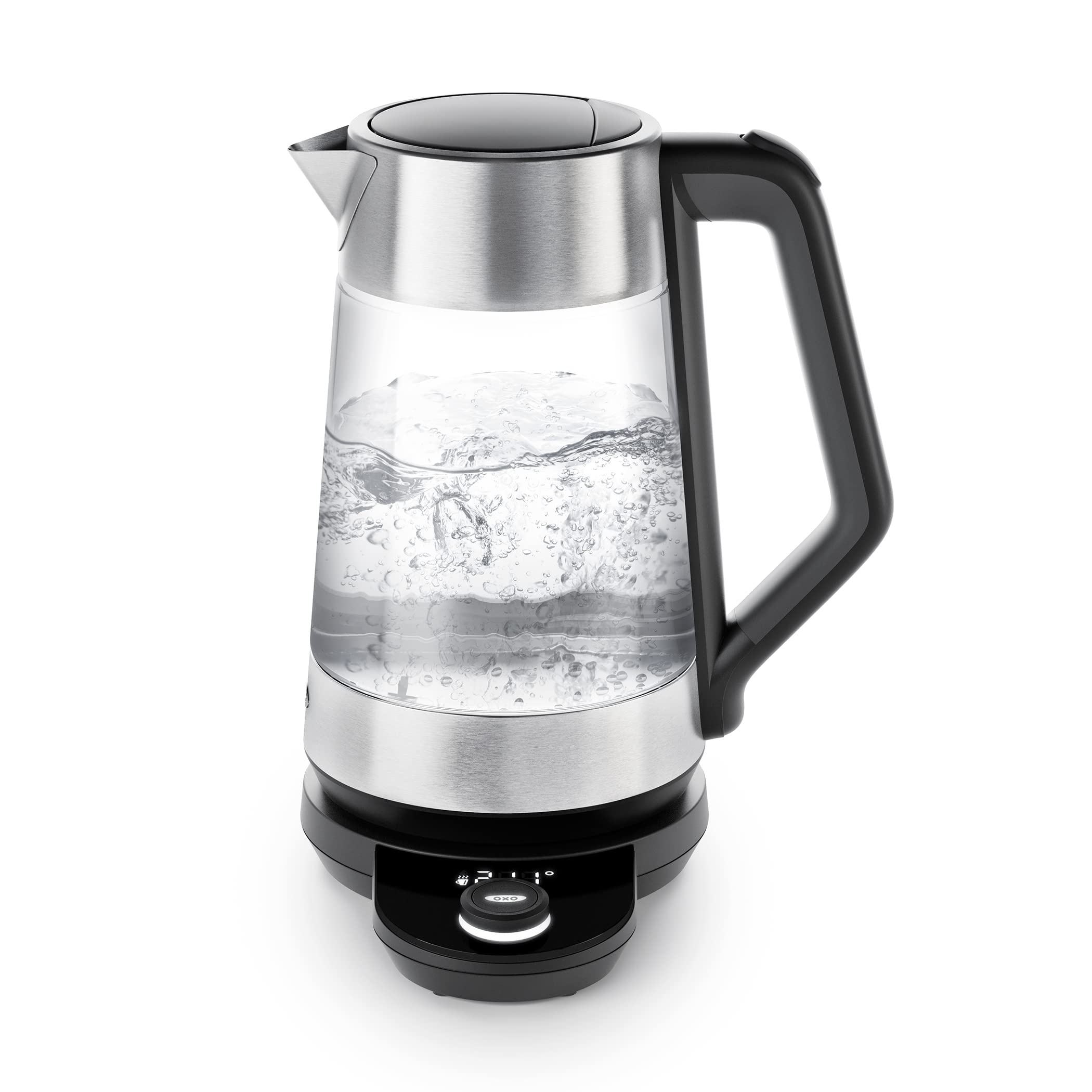 OXO Brew Adjustable Temperature Electric Kettle - 1.7L, Fast Boiling, Precise Temp Control, Clear Glass - Perfect for Coffee, Tea & Pour Over Brewing at Home