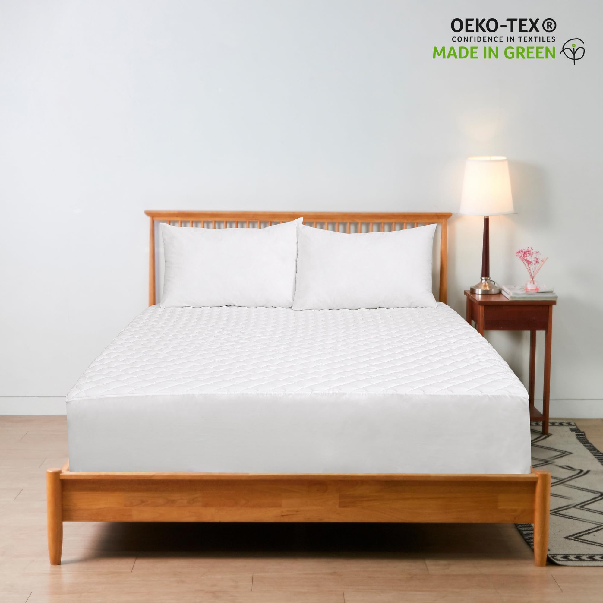 Royale Linens Queen Size Mattress Topper - Soft Quilted Cooling Mattress Protector with Deep Pocket (Fits 16 Inch) - Breathable Elastic Fitted Bed Cover - Machine Washable - 60x80 Inches - Perfect for Hot Sleepers & Allergy Relief