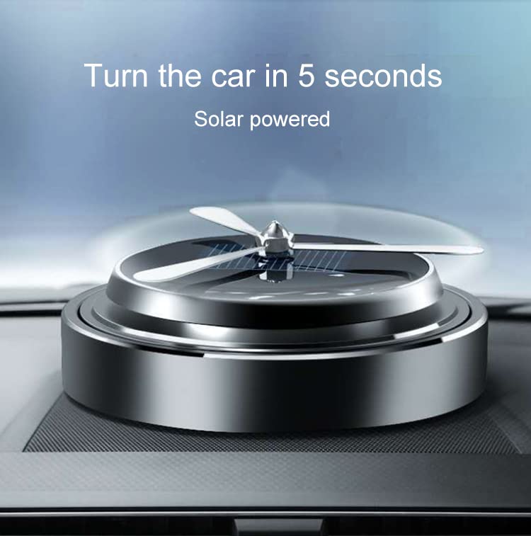 Solar Powered Car Air Freshener with Auto Rotation - Black | Long-Lasting Fragrance for Cars, Home & Office | Eco-Friendly & USB Rechargeable