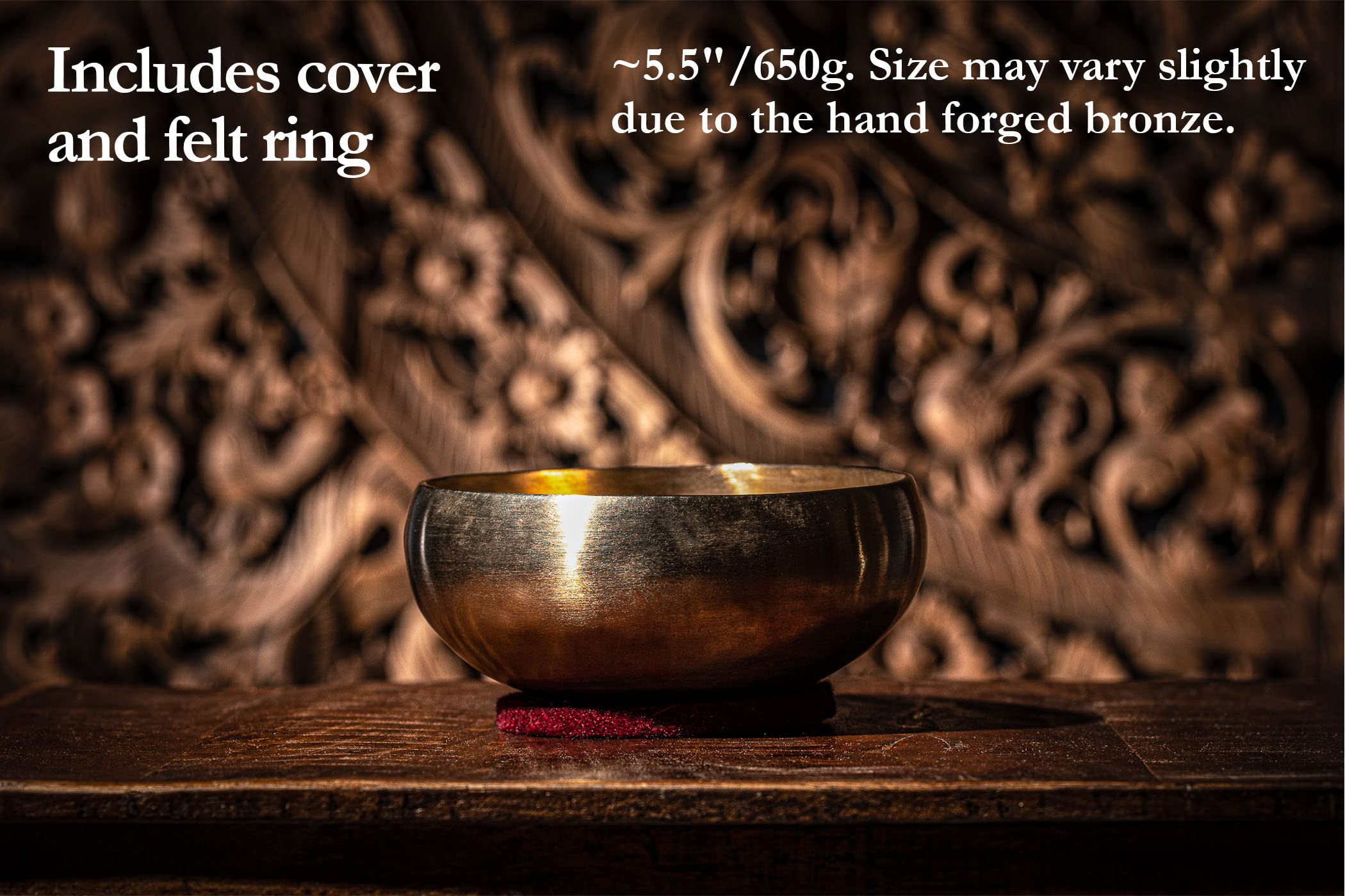 Bronze Singing Bowl with Felt Ring & Cover - Cosmos Series | Handcrafted in India | Perfect for Meditation, Yoga & Sound Healing Therapy | 2-Year Warranty | Ideal for Home Relaxation, Spa Sessions & Mindfulness Practices