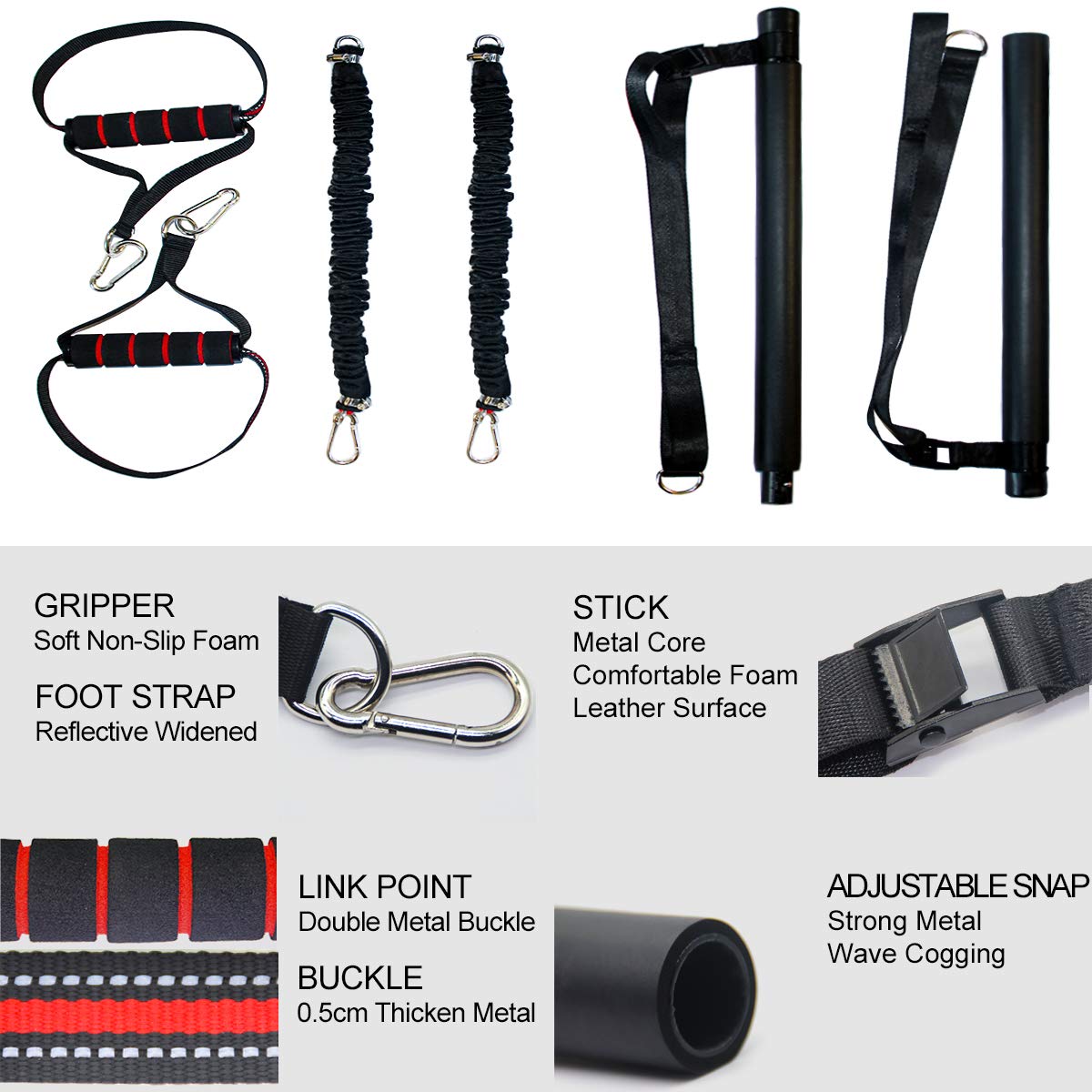 Adjustable Pilates Bar Kit with Resistance Bands - Portable Yoga Toning Stick for Home Gym, Full Body Workout Equipment (Includes User Guide) - Perfect for Pilates, Yoga, Strength Training & Home Fitness Routines