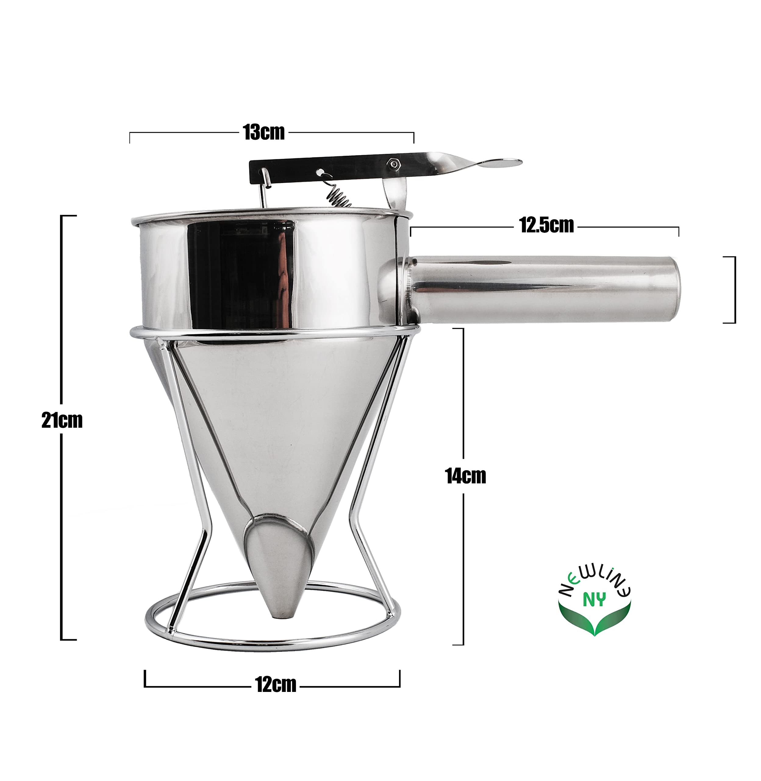 Premium Stainless Steel Baking Funnel with Stand - Perfect for Takoyaki, Pancake Batter, Cupcakes & Pastries | Durable Kitchen Tool for Home Bakers & Professional Chefs | Ideal for Dessert Making, Party Catering & Bakery Use