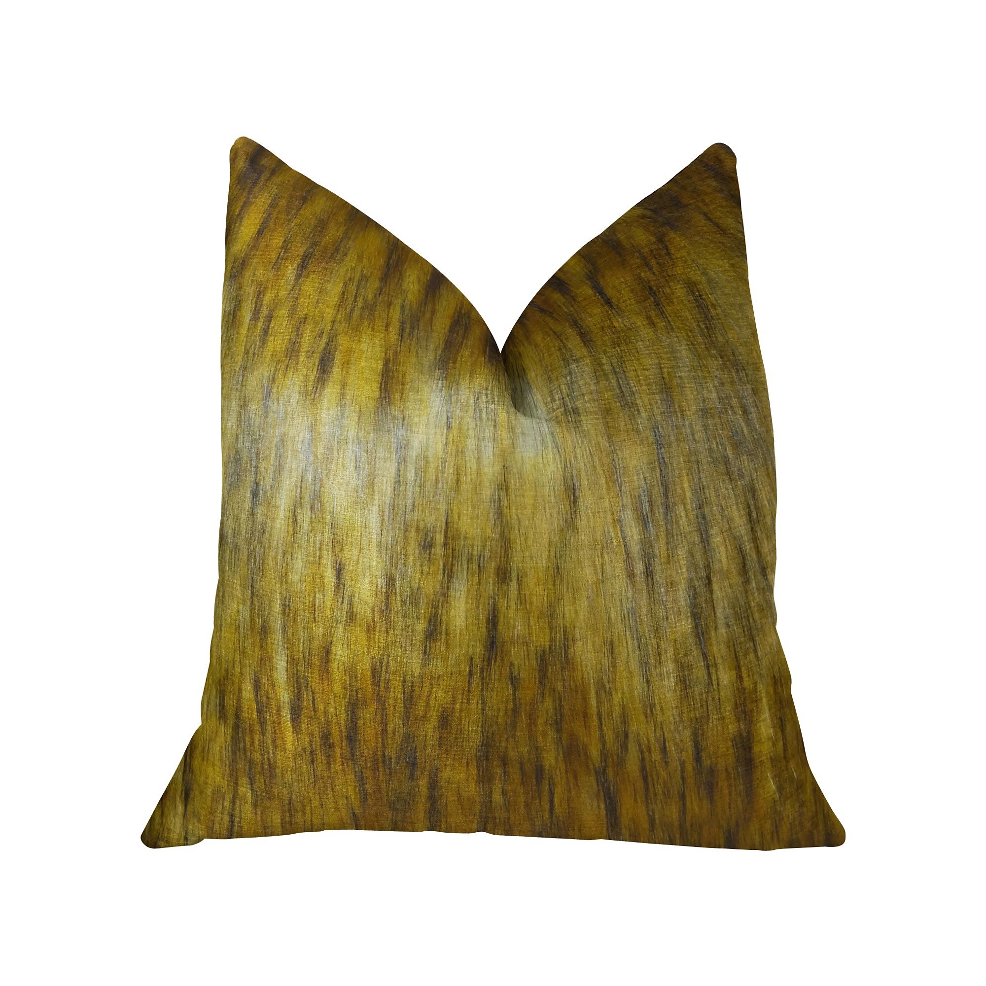Plutus Golden Spirit Wolf Luxury Handmade Pillow - Light & Dark Brown - 20