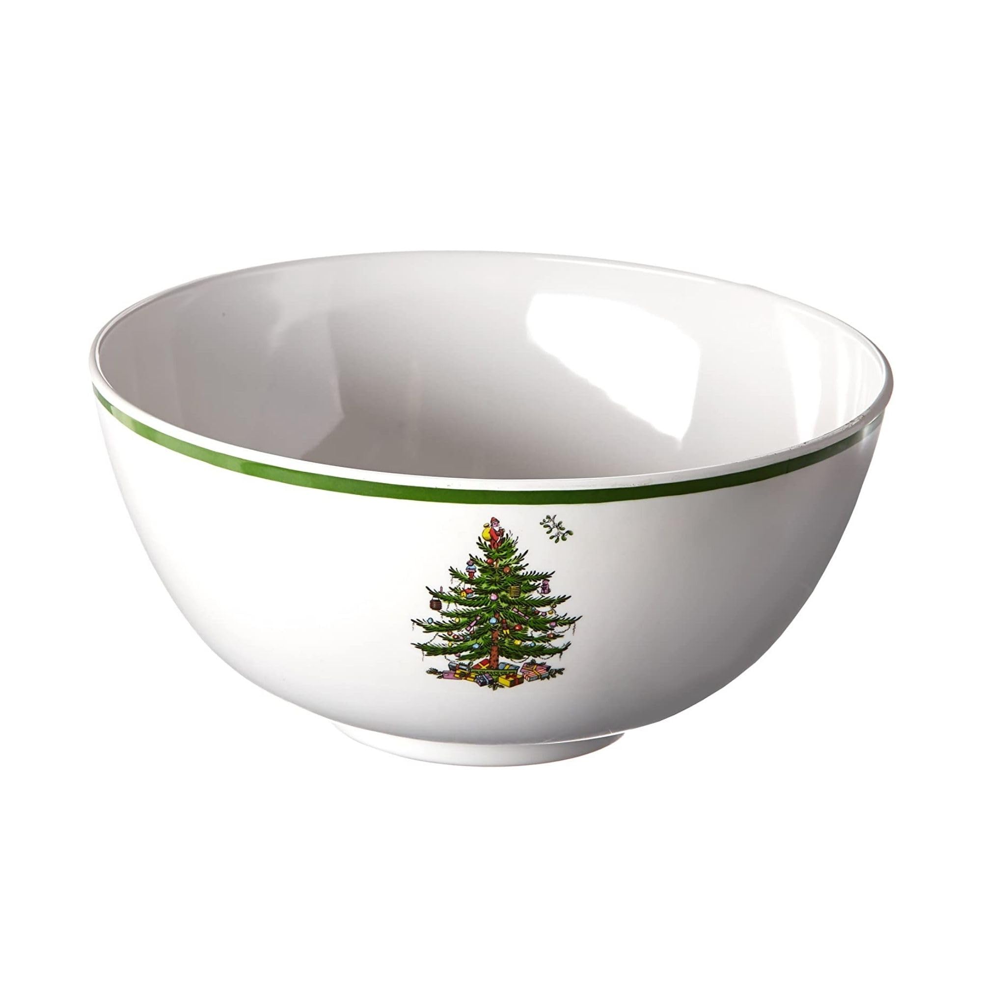 Spode Christmas Tree Melamine Deep Bowl - 11-Inch Round Serving Bowl for Salad, Pasta, Side Dishes - Festive Holiday Dinnerware - Shatterproof, Dishwasher Safe - Perfect for Christmas Parties, Family Gatherings & Outdoor Dining