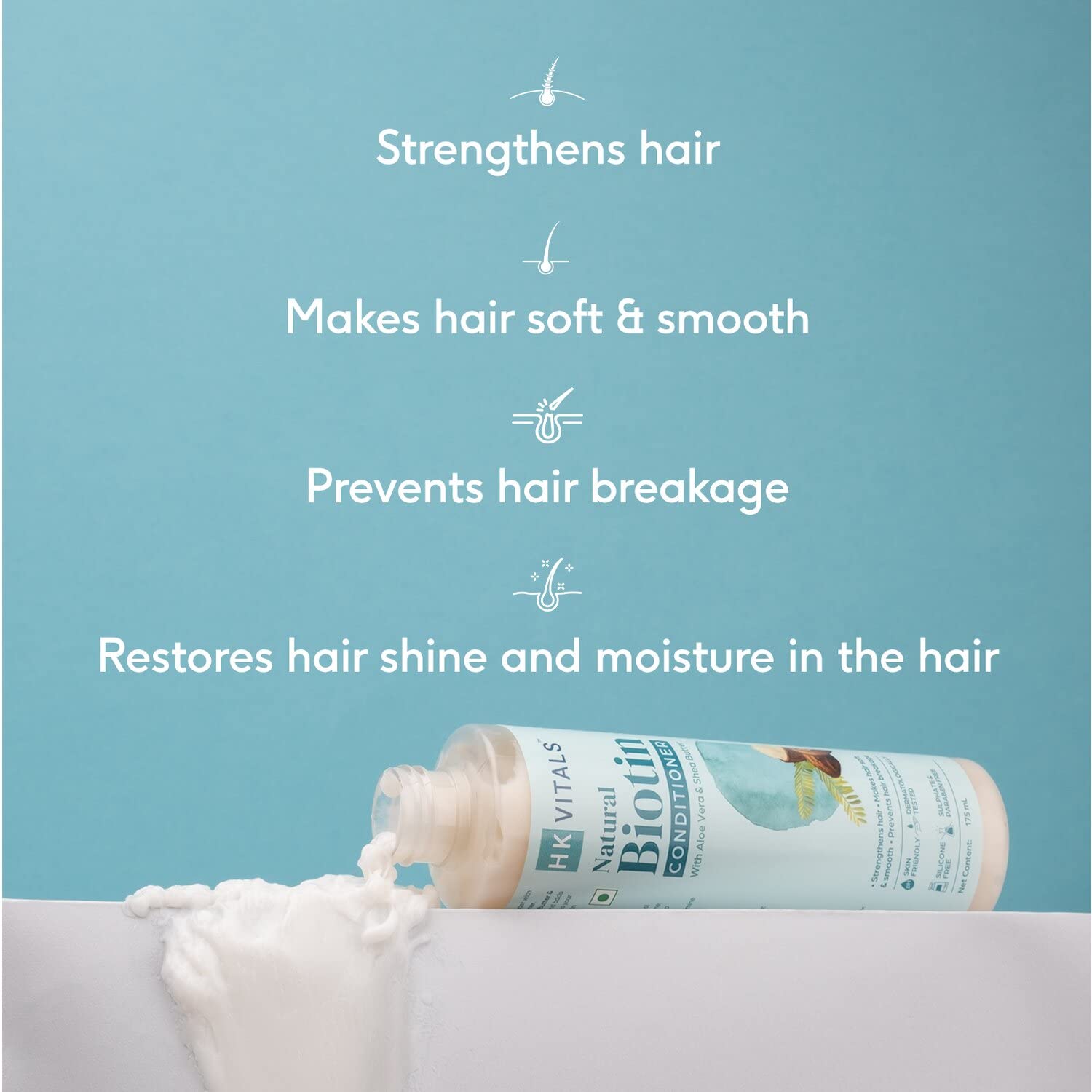 HK VITALS by HealthKart Biotin Anti Hair Fall Conditioner for Women & Men (175ml) - With Aloe Vera & Shea Butter - Strengthens Dry & Frizzy Hair, Prevents Breakage - Perfect for Daily Hair Care & Damaged Hair Repair