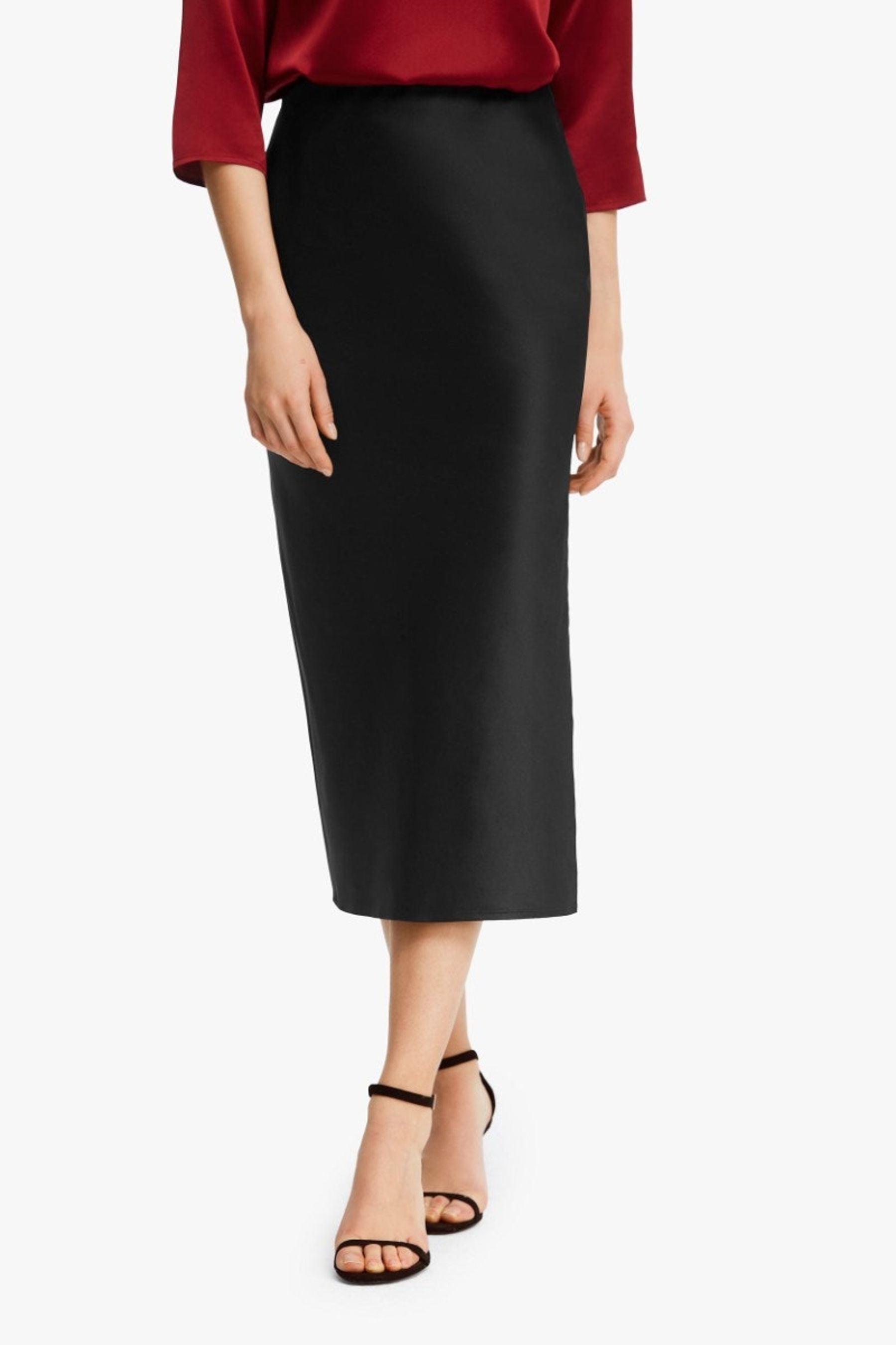 Elegant Side Slit Silk Midi Skirt for Women - Flattering A-Line Design with High Waist - Perfect for Office, Party & Date Night Outfits