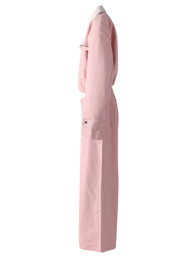 Women's Big Size Leather Jacket & Wide Leg Pants Two-Piece Suit - Lapel Long Sleeve Fashion Set for Spring Autumn 2025 (CPG3127) | Perfect for Office Wear, Date Night & Casual Outfits