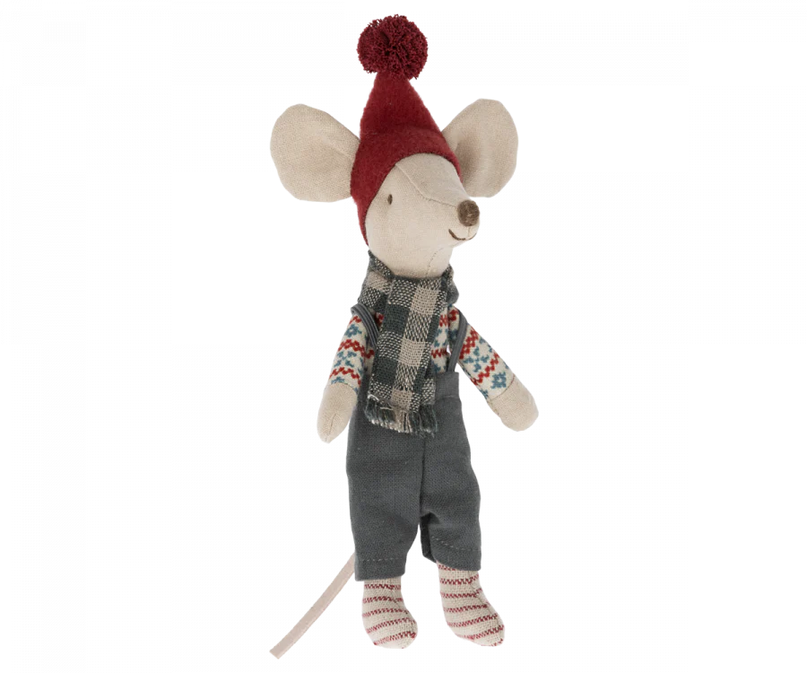 Maileg Christmas Mouse Big Brother - Adorable Holiday Plush Toy for Kids, Perfect for Stocking Stuffers & Christmas Decorations