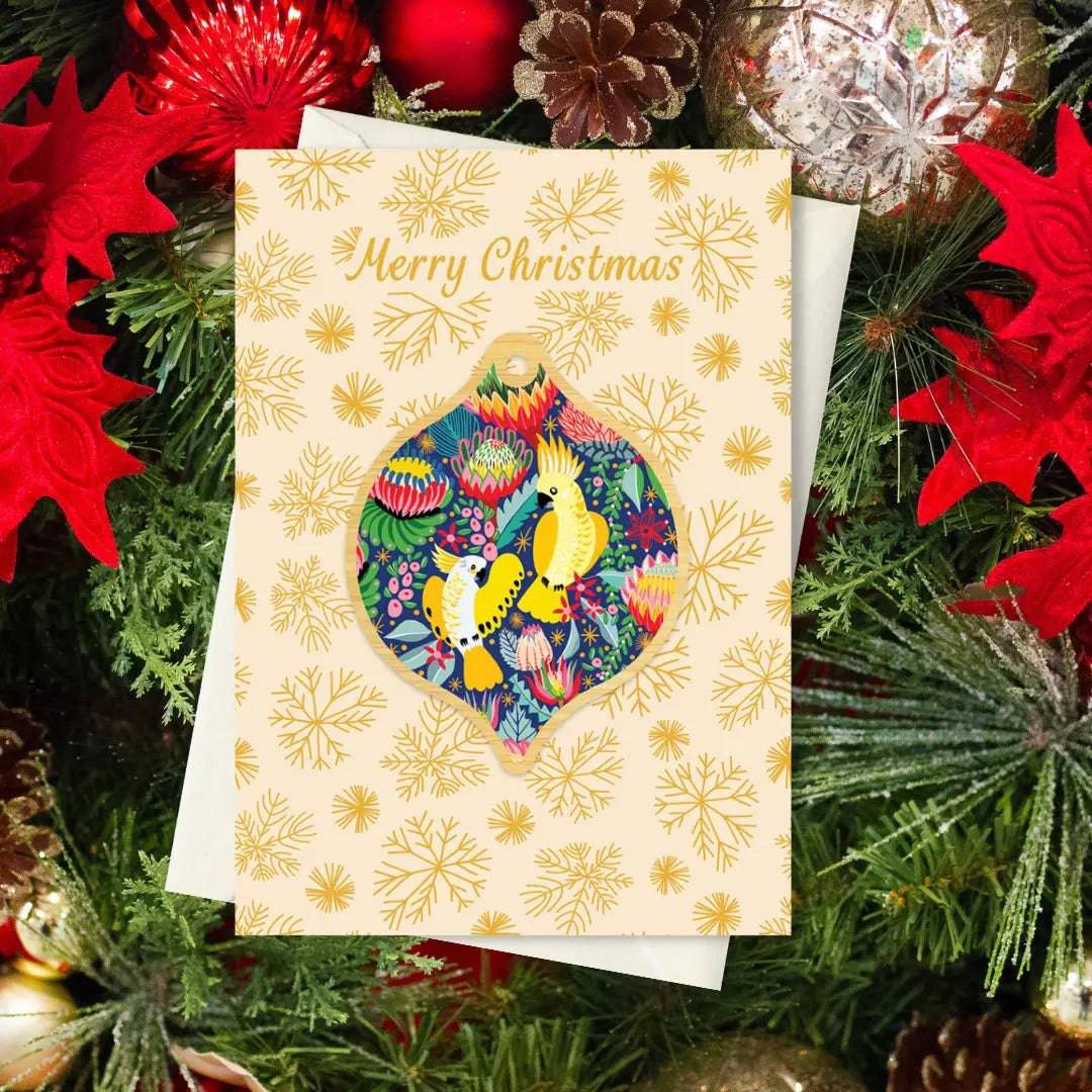 Handmade Australian Cockatoo Wooden Christmas Ornament - Unique Bird-Themed Holiday Decoration for Tree, Gift & Home Decor