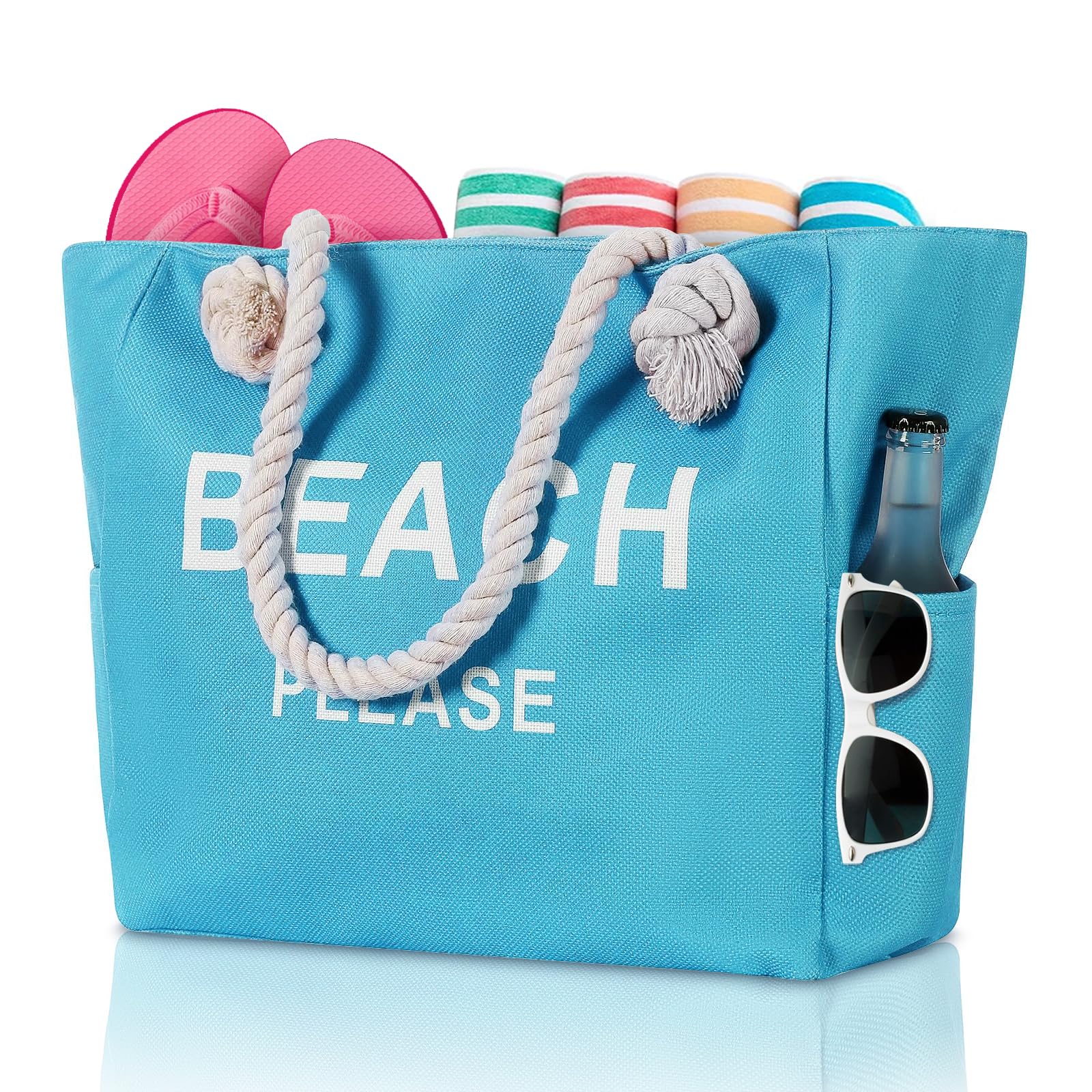 Large Zippered Canvas Beach Tote Bag for Women - Waterproof Travel, Gym, Shopping & Swim Essentials - Perfect for Beach Holidays, Cruise Trips & Weekend Getaways