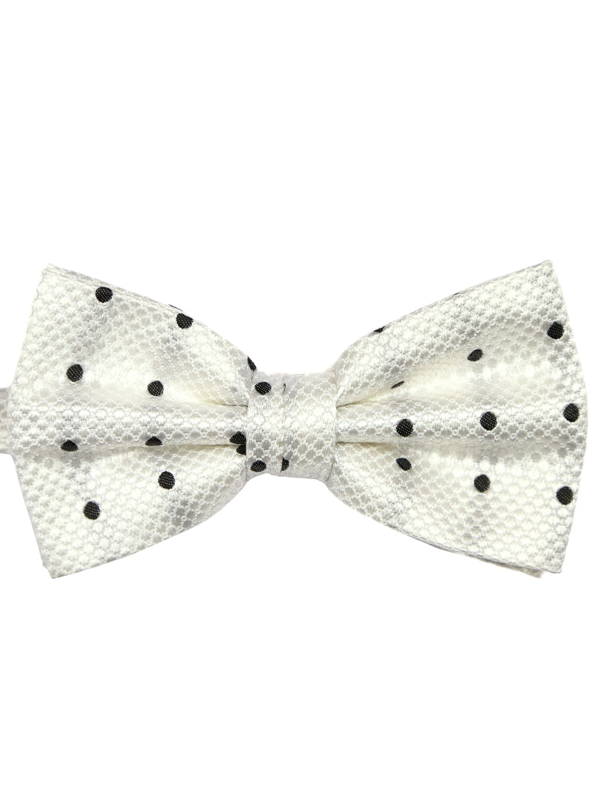 DÉCLIC Classic Spot Bow Tie - White & Black | Elegant & Stylish for Weddings, Parties & Formal Events