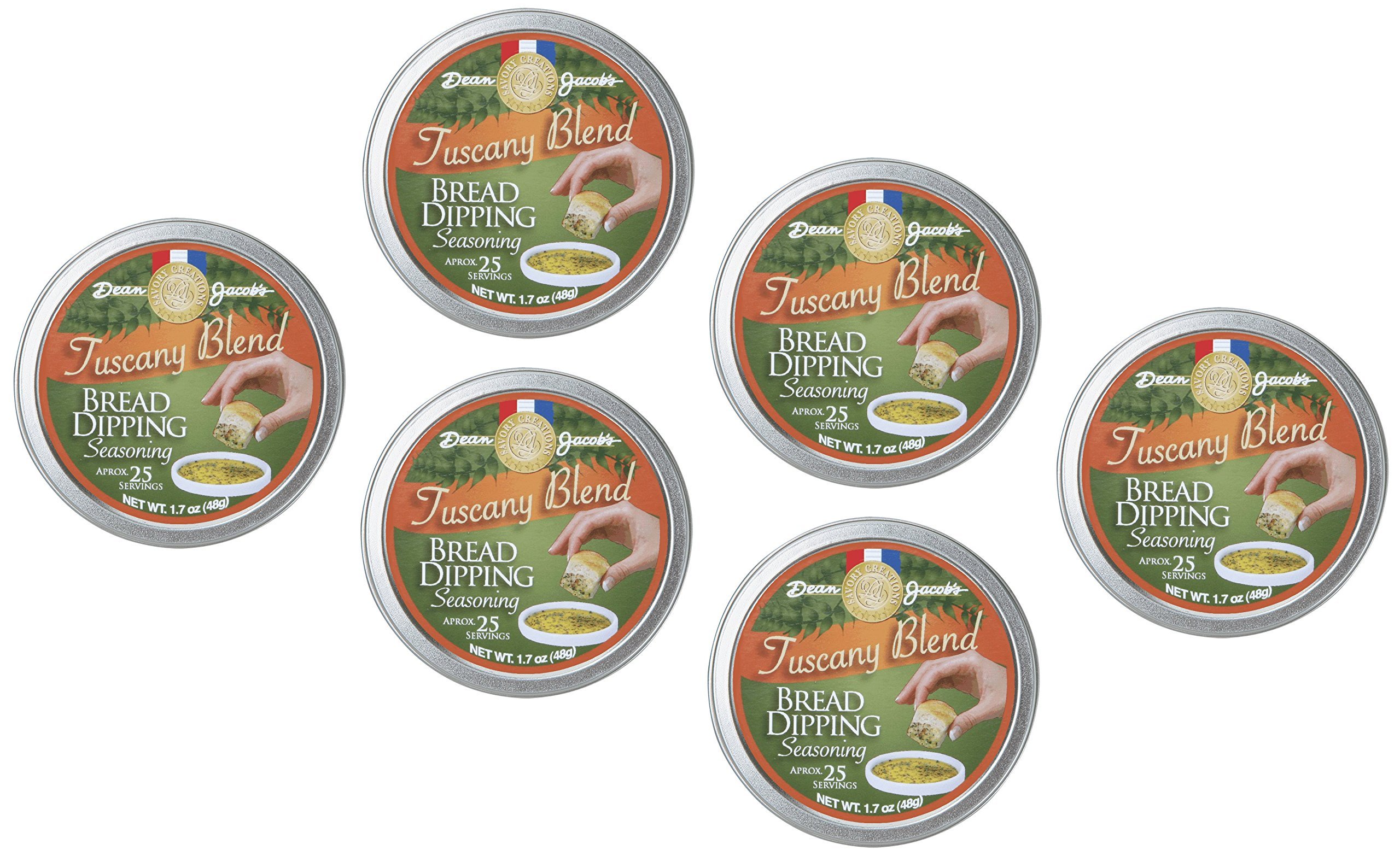 Dean Jacob's Tuscany Bread Dipping Seasonings - Italian Herb Blend (Pack of 6 Tins) | Perfect for Olive Oil Dip, Pasta, Pizza & Salad Dressing | Gourmet Cooking & Entertaining