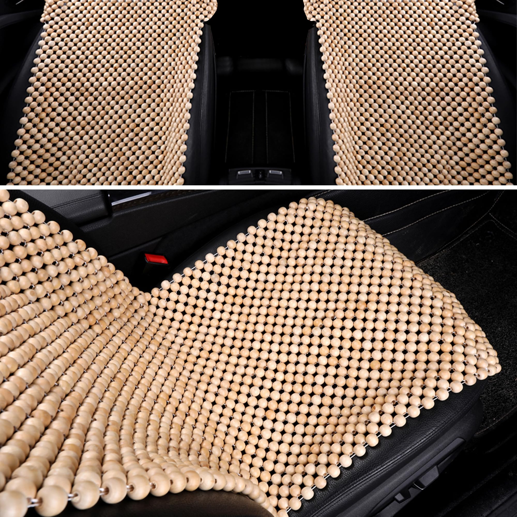 Natural Wood Beaded Car Seat Covers - Breathable Cooling Seat Cushion for Cars & Trucks | Ventilated Auto Seat Pad | Summer Sweat Protection | Perfect for Hot Weather Commuting & Long Road Trips (Burlywood)