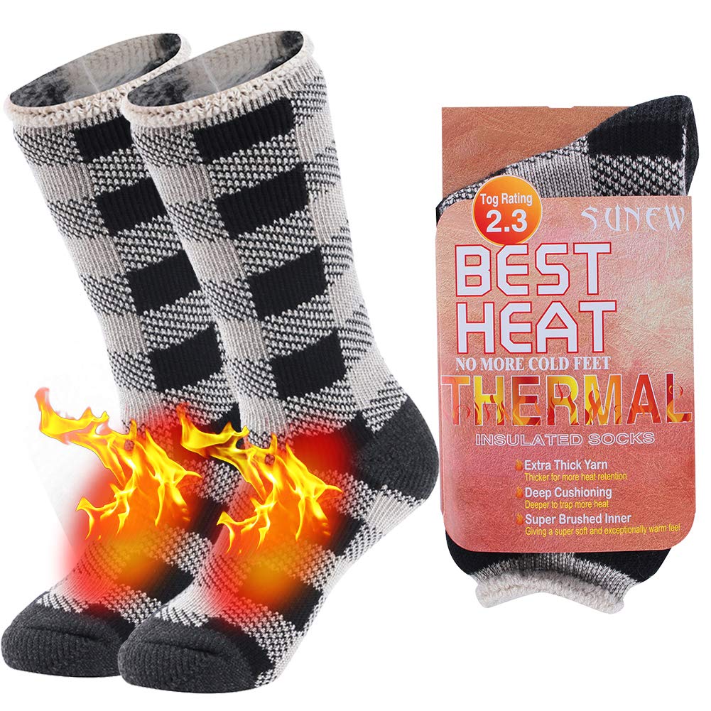 Sunew Thermal Socks for Women & Men - Winter Warm Insulated Thick Crew Socks - Perfect for Cold Weather, Outdoor Activities & Home Comfort