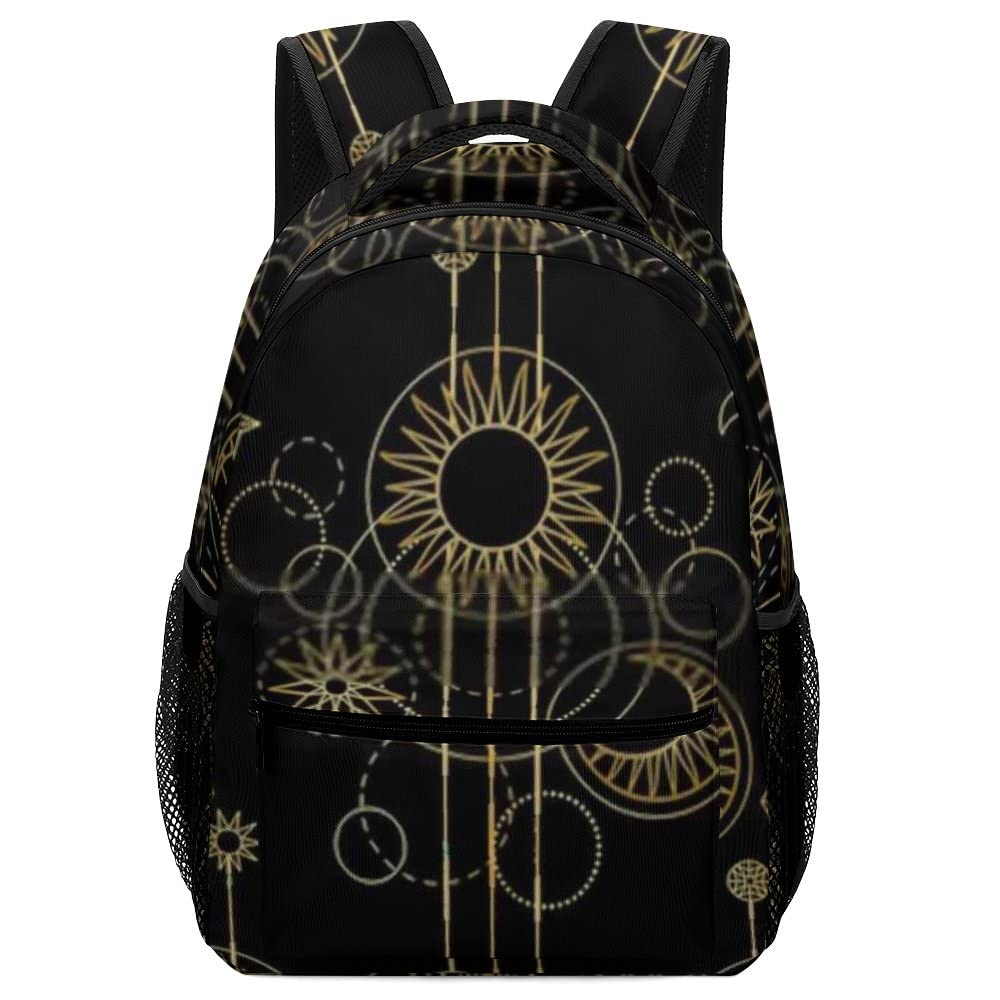 Vintage Boho Backpack for School & Travel - 16.5 Inch Laptop Backpack with Sun Moon Star & Geometric Design, Unisex Hiking Backpack for College, Diaper Bag, Men & Women | Perfect for Daily Commute, Outdoor Adventures & Weekend Getaways