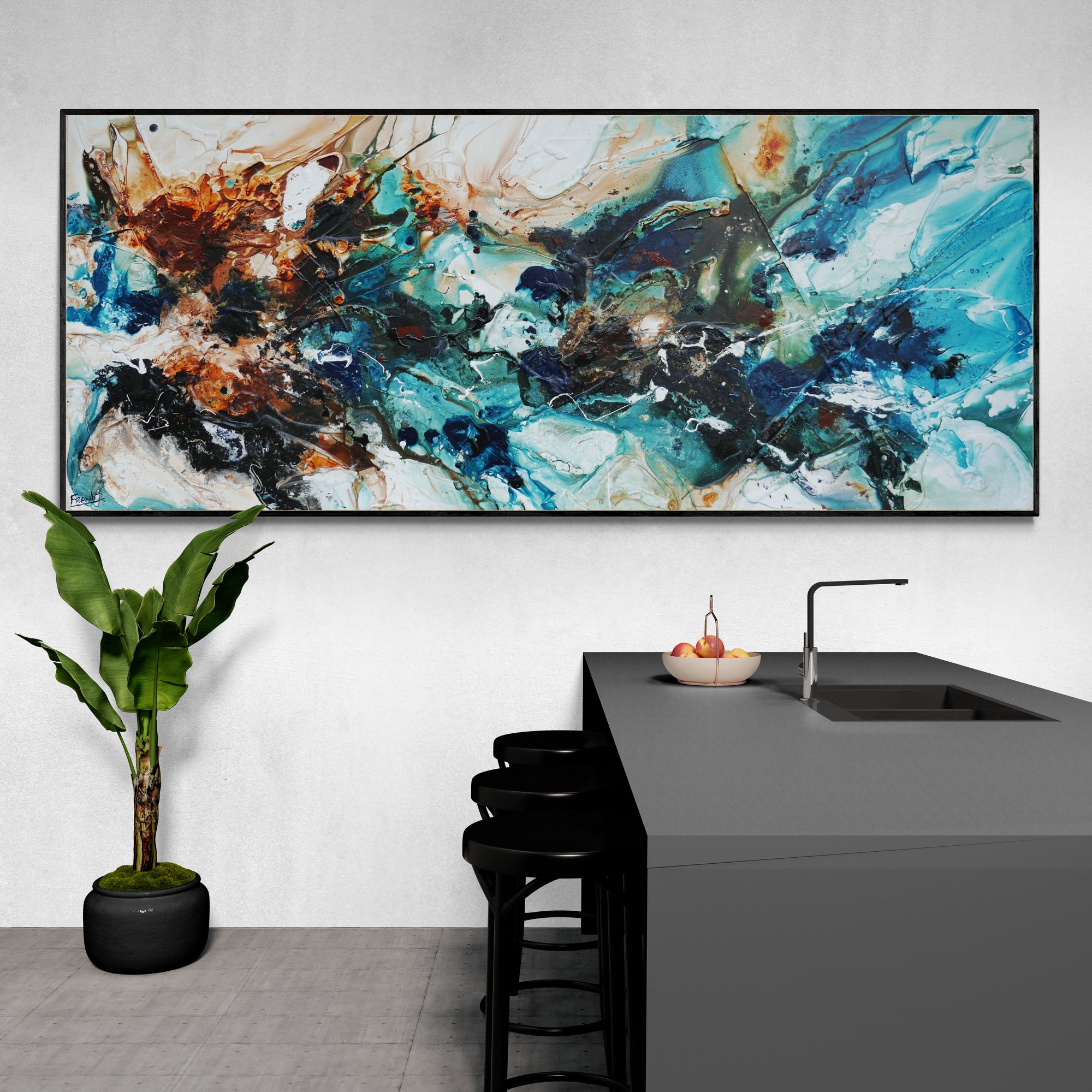 Raw Southern Oxide 240cm x 100cm Textured Abstract Canvas Art - Modern Wall Decor for Living Room, Bedroom & Office