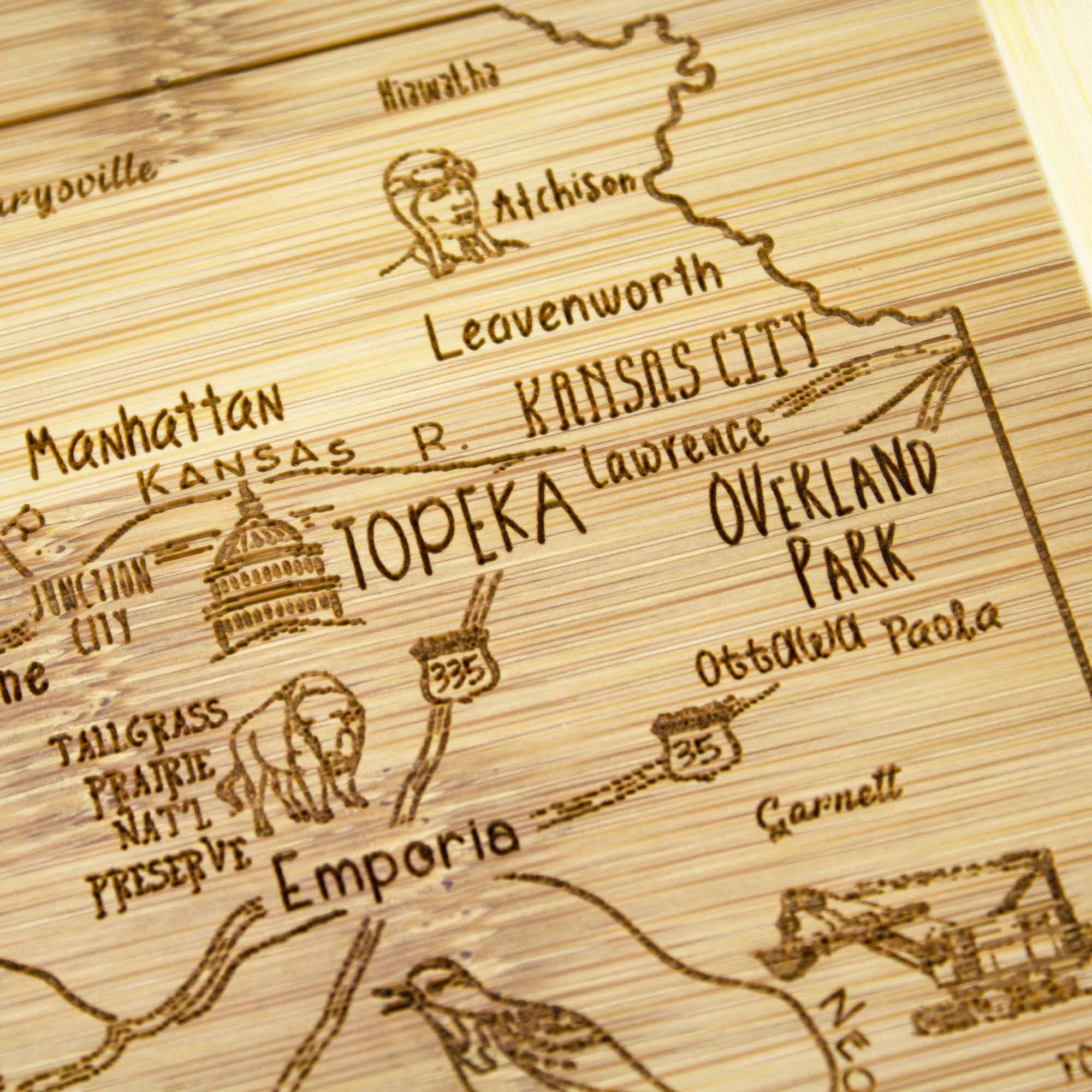 Premium Kansas-Themed Wooden Cutting Board - 11