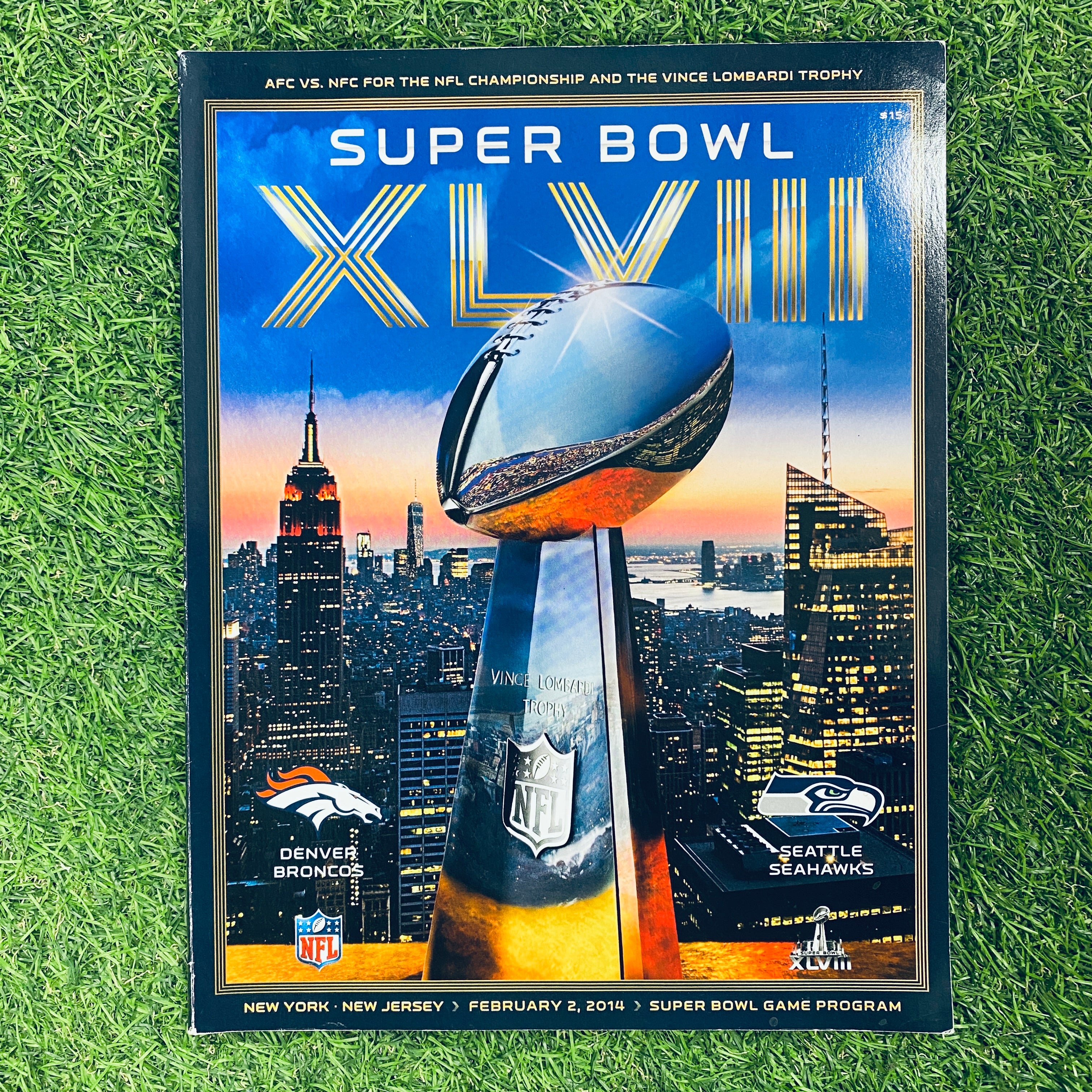 Seattle Seahawks Super Bowl XLVIII Game Program - Official Collectible Football Memorabilia for Fans & Collectors - Perfect for Display, Gifts, and Sports Memorabilia Collections