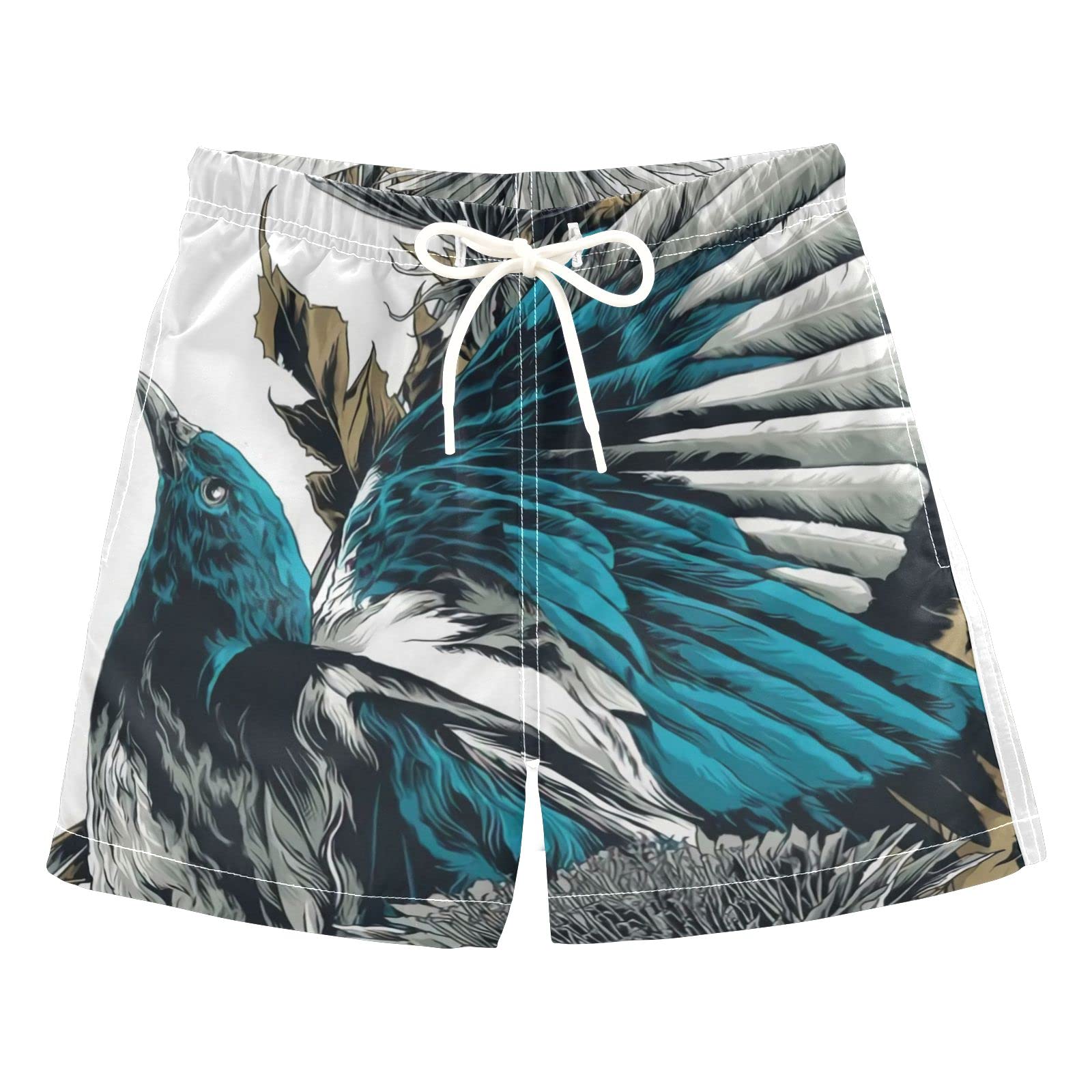 **Boys' Bird Print Swim Trunks - Quick Dry Board Shorts for Beach, Surf & Swimming - Hawaii Vacation Essentials for Kids**    **Use Case:** Perfect for beach trips, pool parties, surfing, and summer vacations in Hawaii.