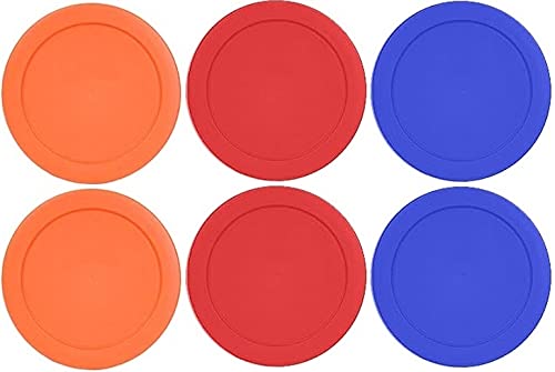 Klareware 2 Cup Round Plastic Food Storage Replacement Lids - Fits Anchor Hocking & Pyrex Glass Bowls (6 Pack, Red/Blue/Orange) - Perfect for Meal Prep, Leftovers & Refrigerator Organization (Container Not Included)
