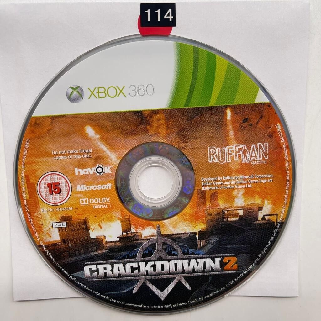 Crackdown 2 Xbox 360 Game Disc - Action-Adventure Video Game for Xbox 360 | Perfect for Solo Play & Multiplayer Gaming Sessions