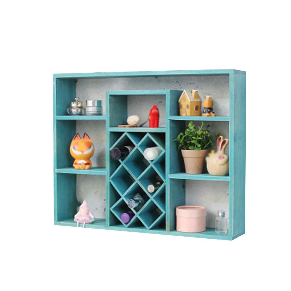 Floating Wall Shelves for Living Room - Wooden Multi-Layer Storage Shelf with 2 Colors & Styles (Blue, 50x9.5x40cm) - Perfect for Home Decor, Books, Plants & Display Items