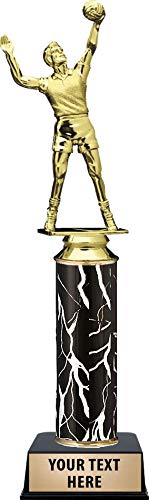 Custom Volleyball Trophy for Men - Personalized Black Lightning Design with Engraving | Awards for Volleyball Tournaments, Team Achievements & Sports Recognition