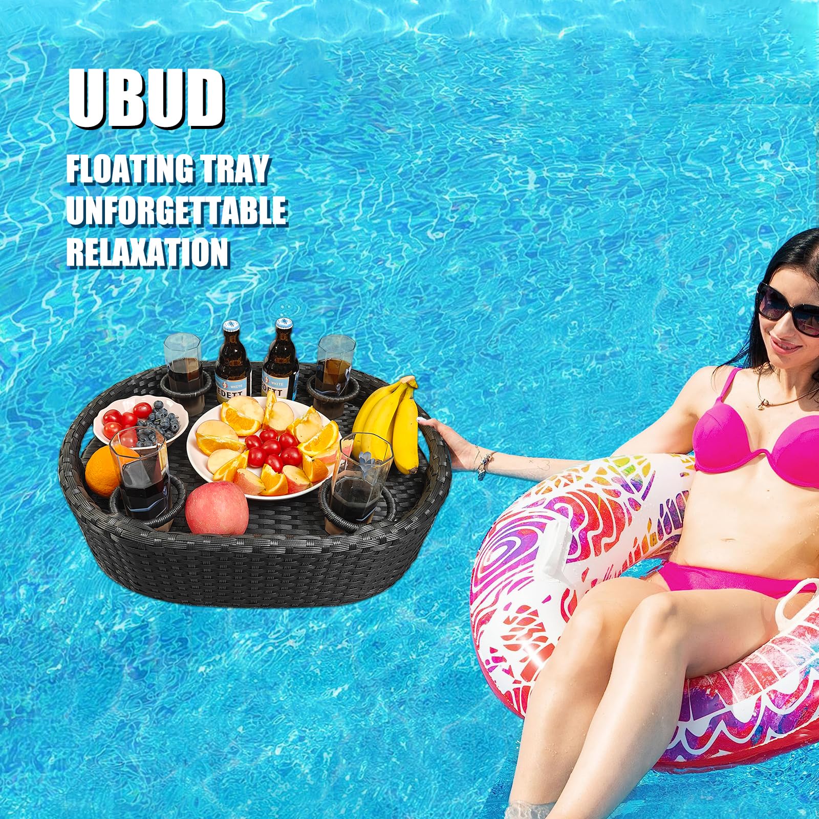Premium Floating Pool Tray for Drinks & Snacks - Waterproof Oval Pool Table for Swimming Pool Activities - Essential Floating Food Tray for Summer Parties, Beach Days & Relaxing by the Pool (Small Size)