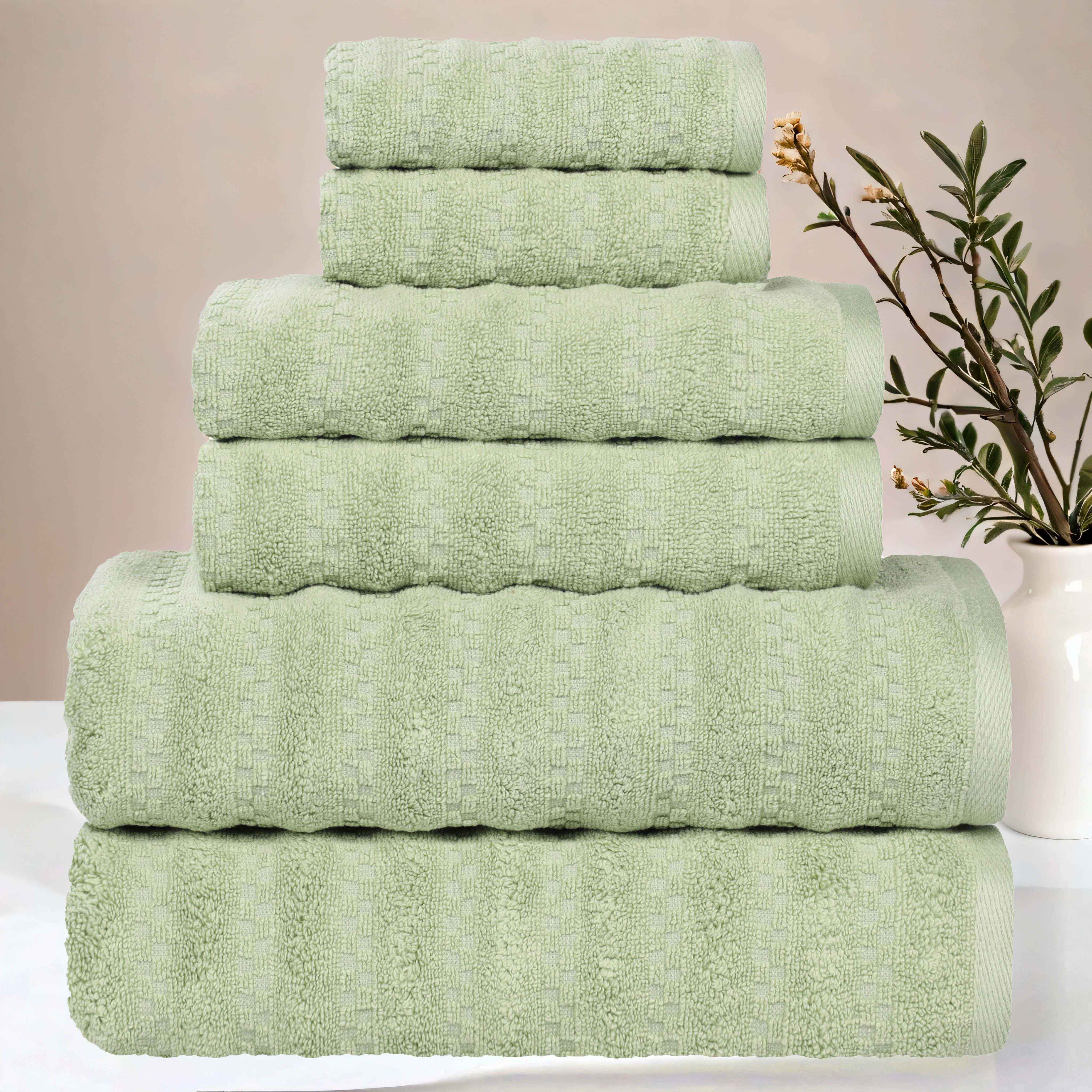 Zuma Zero Twist Cotton Medium Weight Soft Absorbent 6-Piece Bath Towel Set - Premium Luxury Towels for Spa, Bathroom & Beach Use