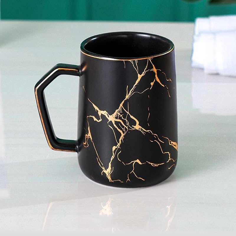 Marble Ceramic Gargle Cup with Handle - Elegant Brushing Cup for Couples & Household Use - Perfect for Bathroom, Vanity, and Travel Essentials