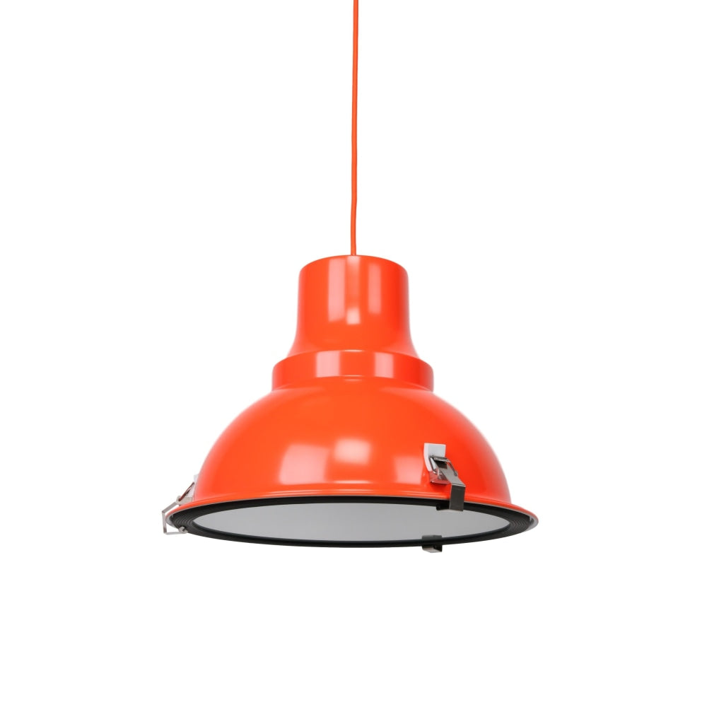 Aldous Industrial Classic Cord Drop Dome Pendant Light Lamp - Orange Vintage Edison Bulb Fixture for Kitchen Island, Dining Room, or Bar Lighting