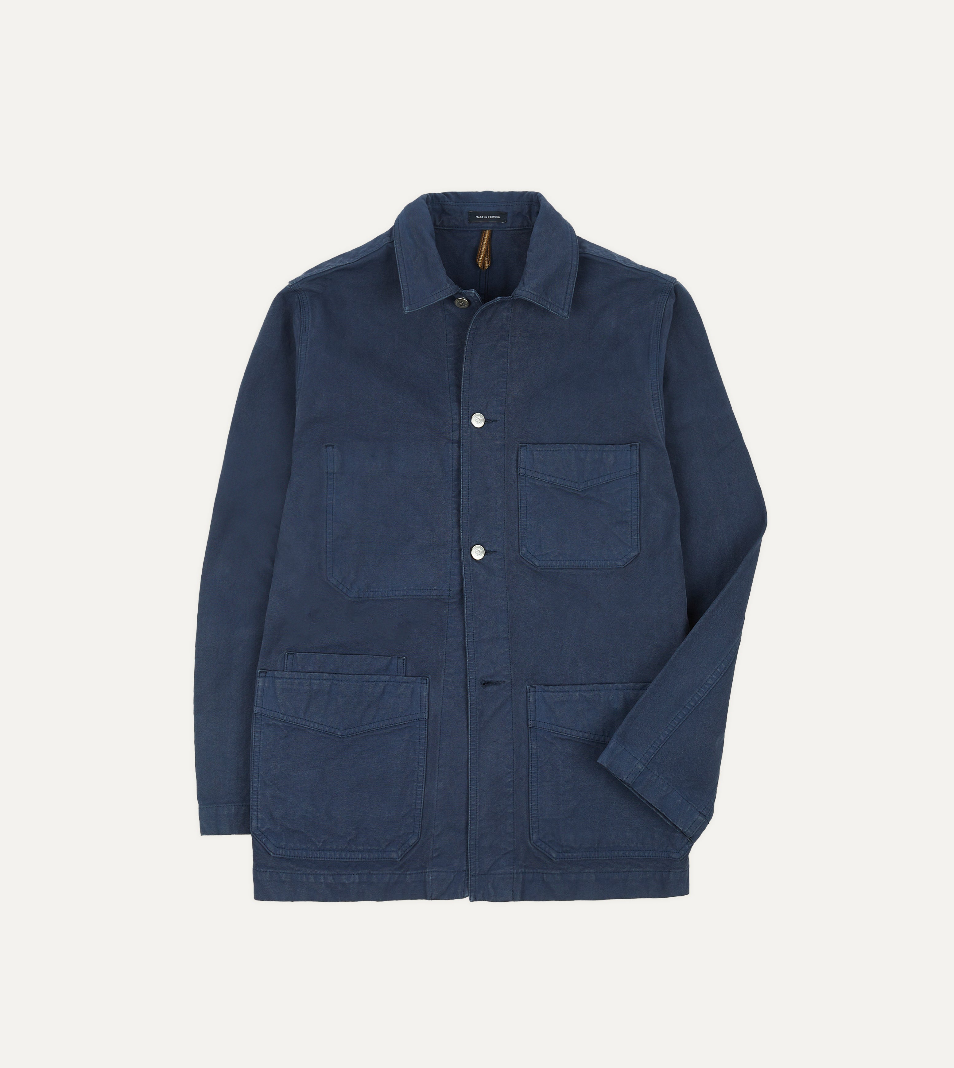Men's Navy Blue Cotton Duck Canvas Work Jacket - Heavy Duty 5-Pocket Chore Coat for Outdoor Work, Hiking & Casual Wear