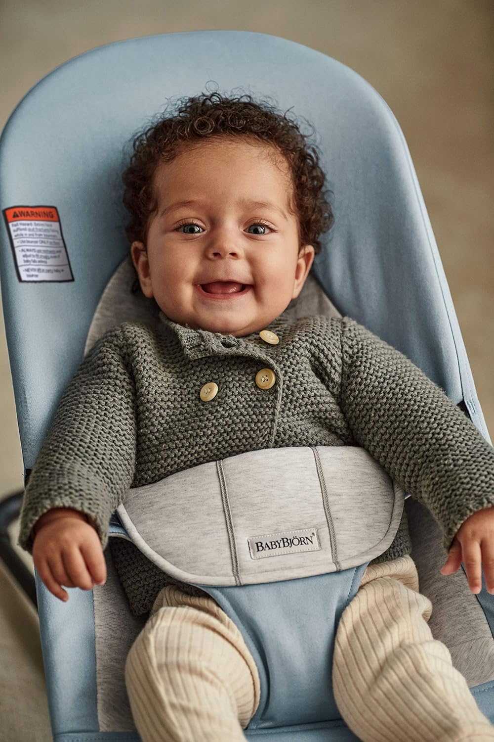 BabyBjörn Bouncer Balance Soft - 2-in-1 Adjustable Baby Bouncer & Toddler Chair (8-29 lbs) | Blue/Gray Woven Jersey Fabric | 4 Recline Positions | Lightweight Portable Infant Seat for Newborns to Toddlers | Perfect for Nursery, Living Room & Travel