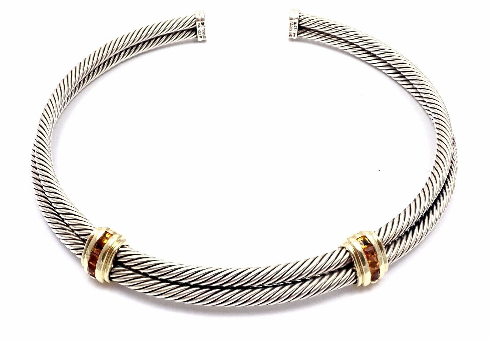 Authentic David Yurman 14k Gold & Silver Citrine Double Cable Collar Necklace | Luxury Jewelry for Women, Perfect for Date Night & Special Occasions