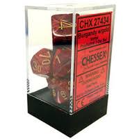 Chessex Polyhedral 7-Dice Set - Vortex Burgundy with Gold | RPG Dice for Dungeons & Dragons, Pathfinder & Tabletop Gaming