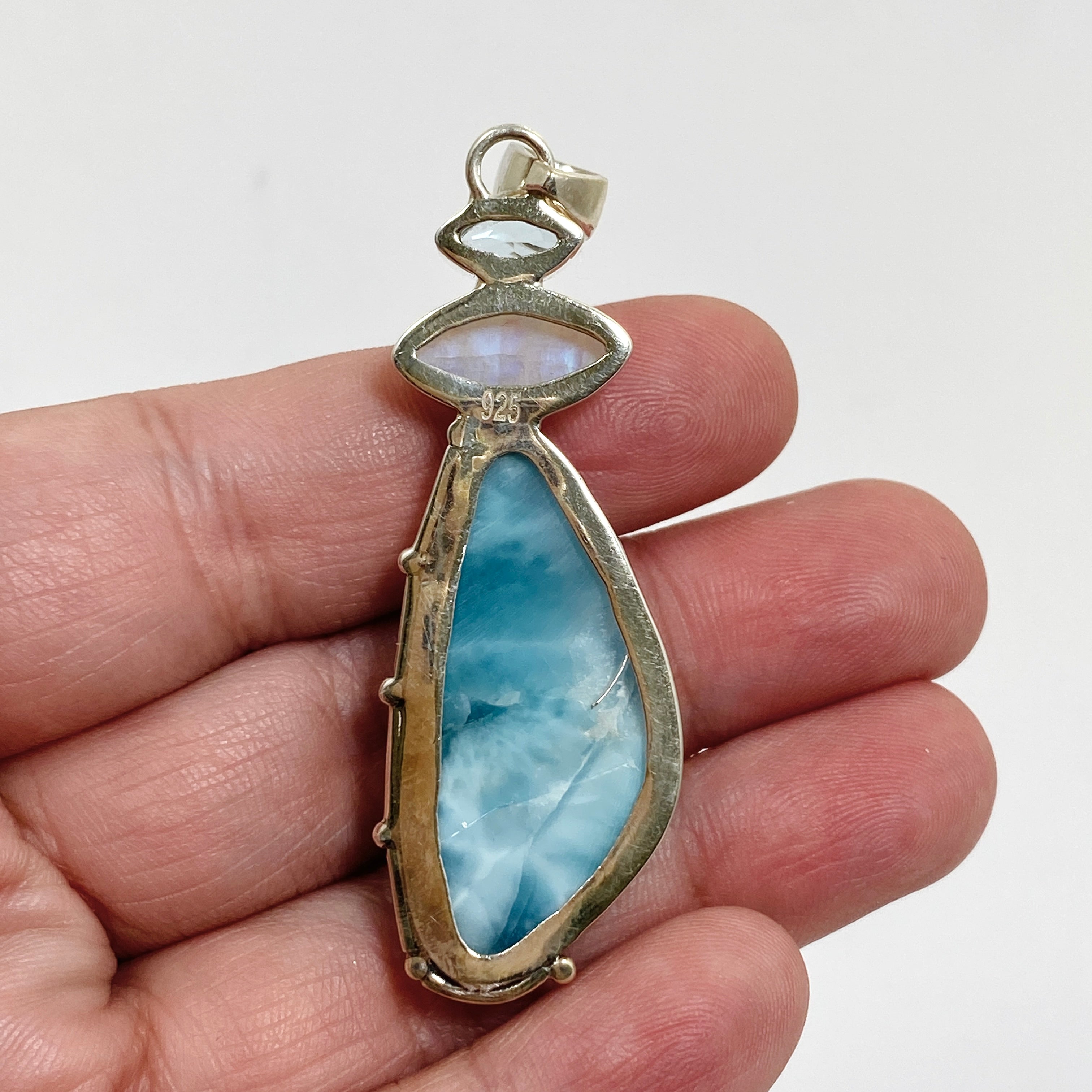 Larimar Moonstone Blue Topaz Multi-Stone Pendant Necklace KPGJ4851 - Elegant Jewelry for Women, Perfect for Gifts, Parties & Special Occasions