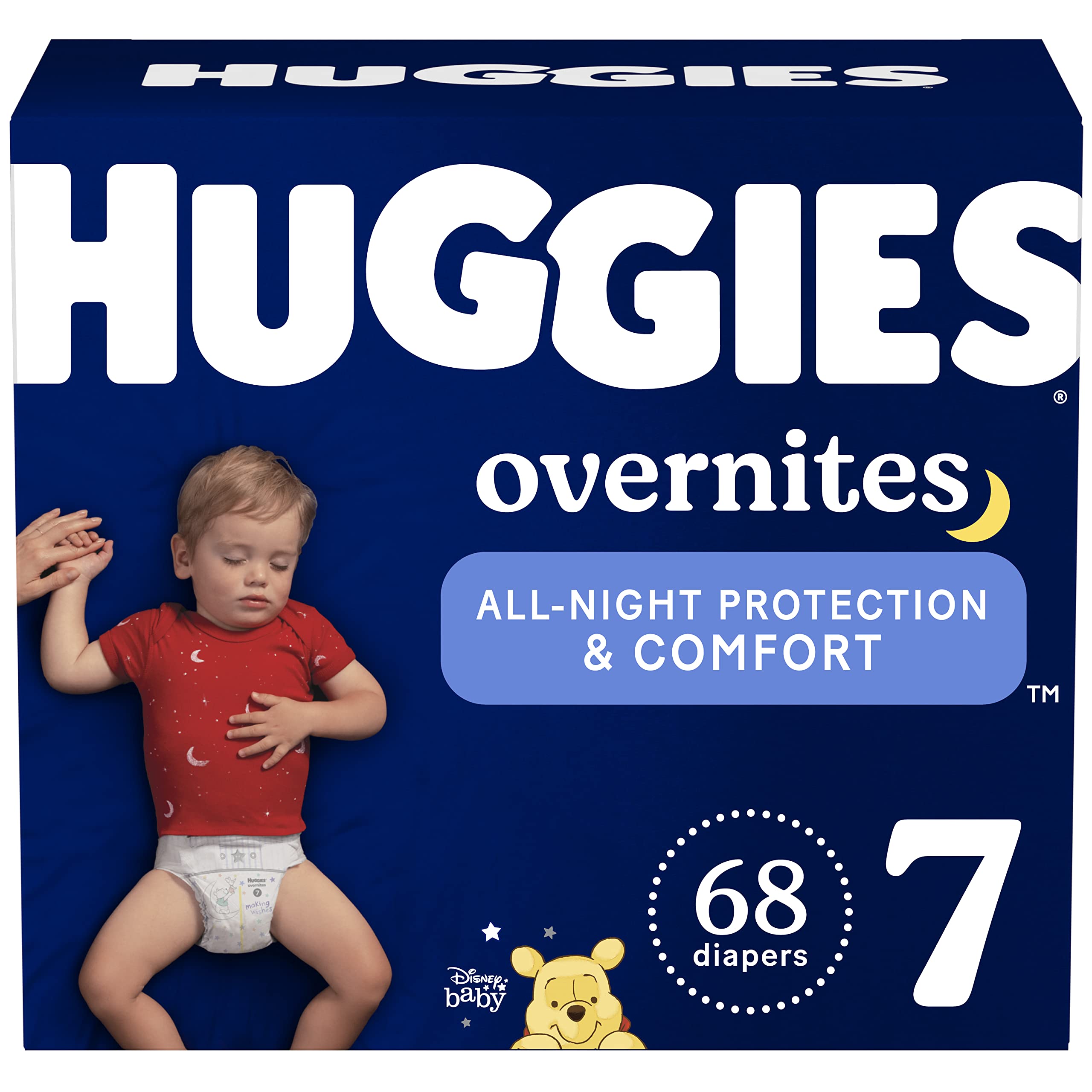 Huggies Little Movers Size 7 Disposable Baby Diapers - 80 Count Pack (1 Month Supply) & Overnites Nighttime Diapers Size 7 (41+ lbs) - 68 Count - Ultra Absorbent for Active Babies - Perfect for Daytime Play & Overnight Protection