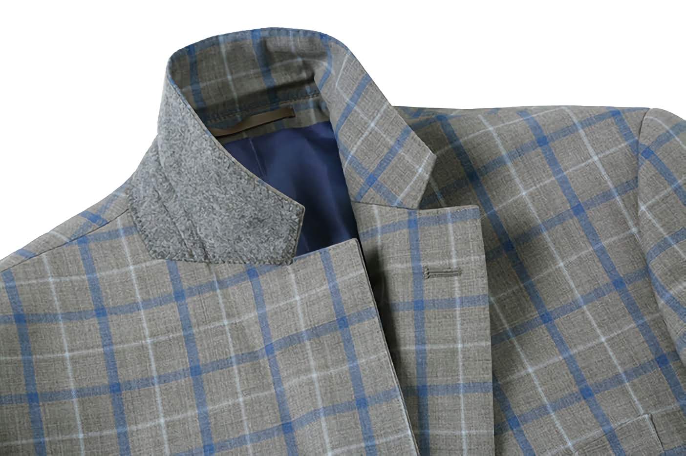 Gray Wool Regular Fit 2-Piece Windowpane Dress Suit for Men - Business Formal Attire for Weddings, Office & Special Occasions