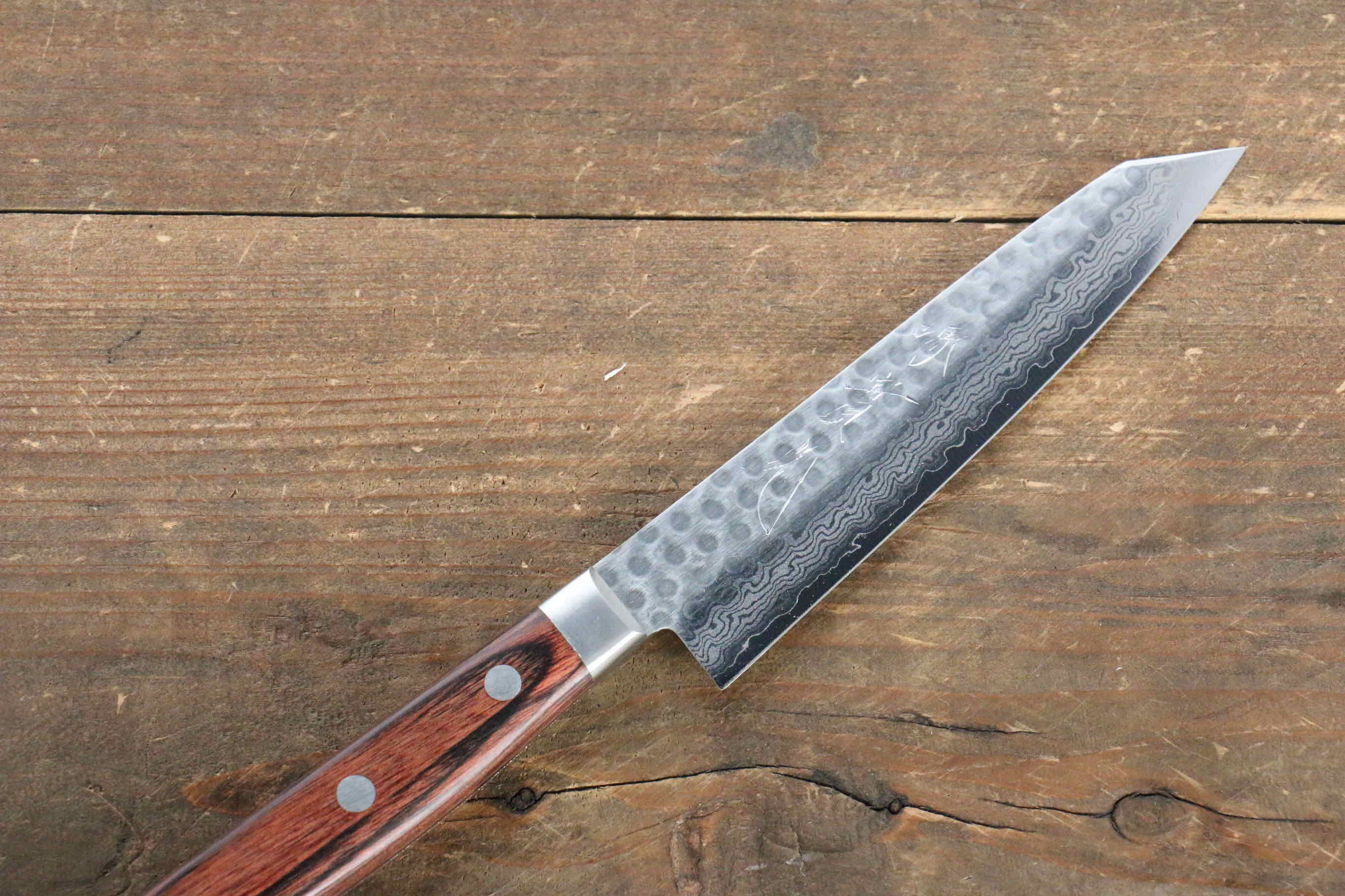 Premium Jikko VG10 17-Layer Kiritsuke Petty Utility Knife 125mm with Mahogany Handle - Perfect for Sushi, Vegetables & Precision Kitchen Tasks
