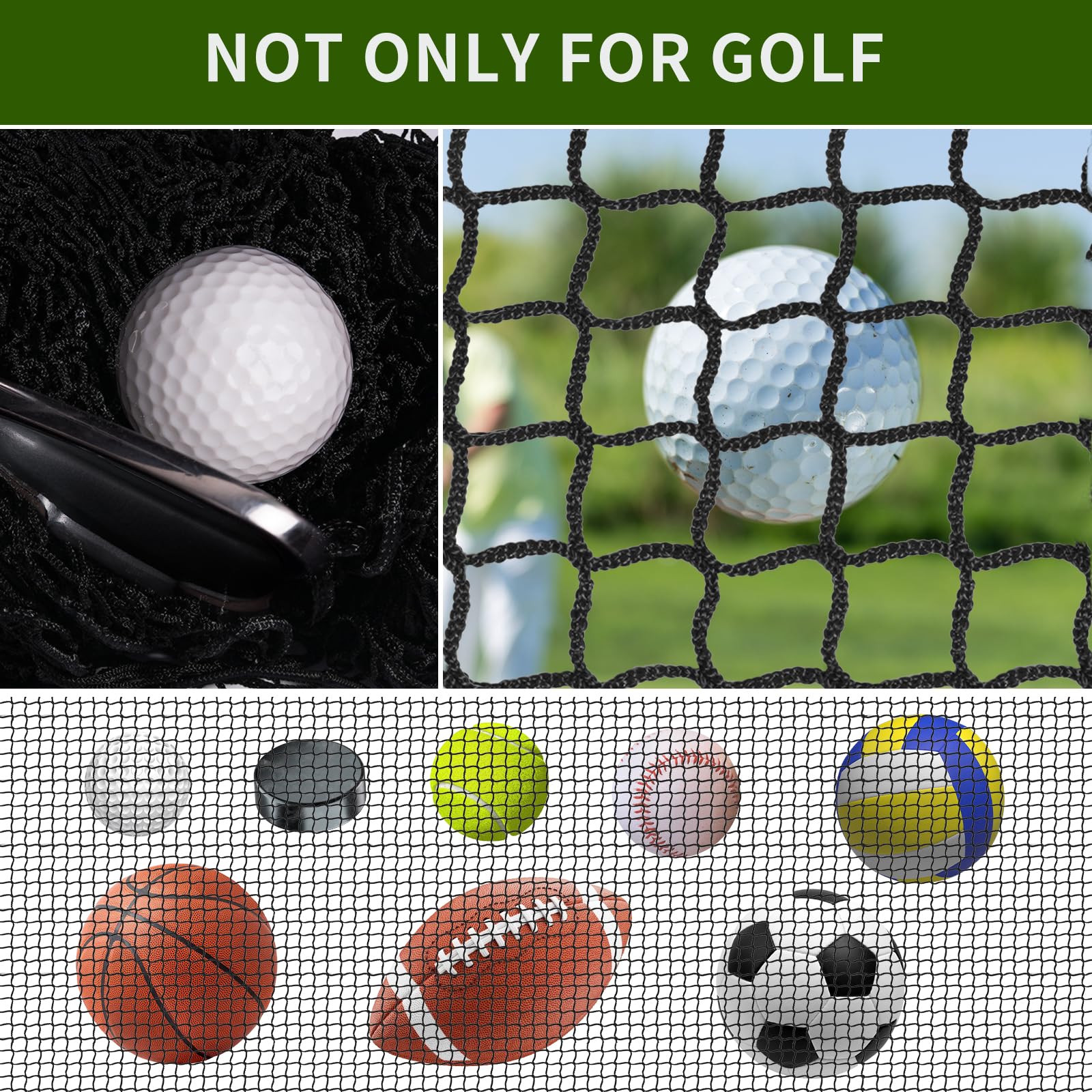 Premium Golf Practice Net with Steel Hanging Kit & Nylon Rope - Multi-Sport Training Net for Golf, Baseball, Hockey, Soccer, Lacrosse - Perfect for Backyard Driving & Indoor Garage Practice Sessions