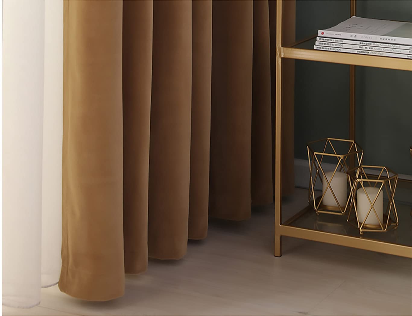 90% Blackout Velvet Curtains for Bedroom & Living Room - Thermal Insulated Energy Saving Window Drapes with Grommet Top, Set of 2 Panels (Brown, 120