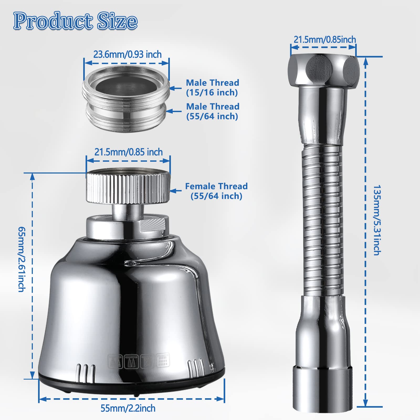 Upgraded 4-Mode Adjustable Kitchen Faucet Sprayer Head with 360° Rotation & Extension Hose - Anti-Splash Water Saving Sink Faucet Nozzle for Easy Dishwashing & Vegetable Cleaning