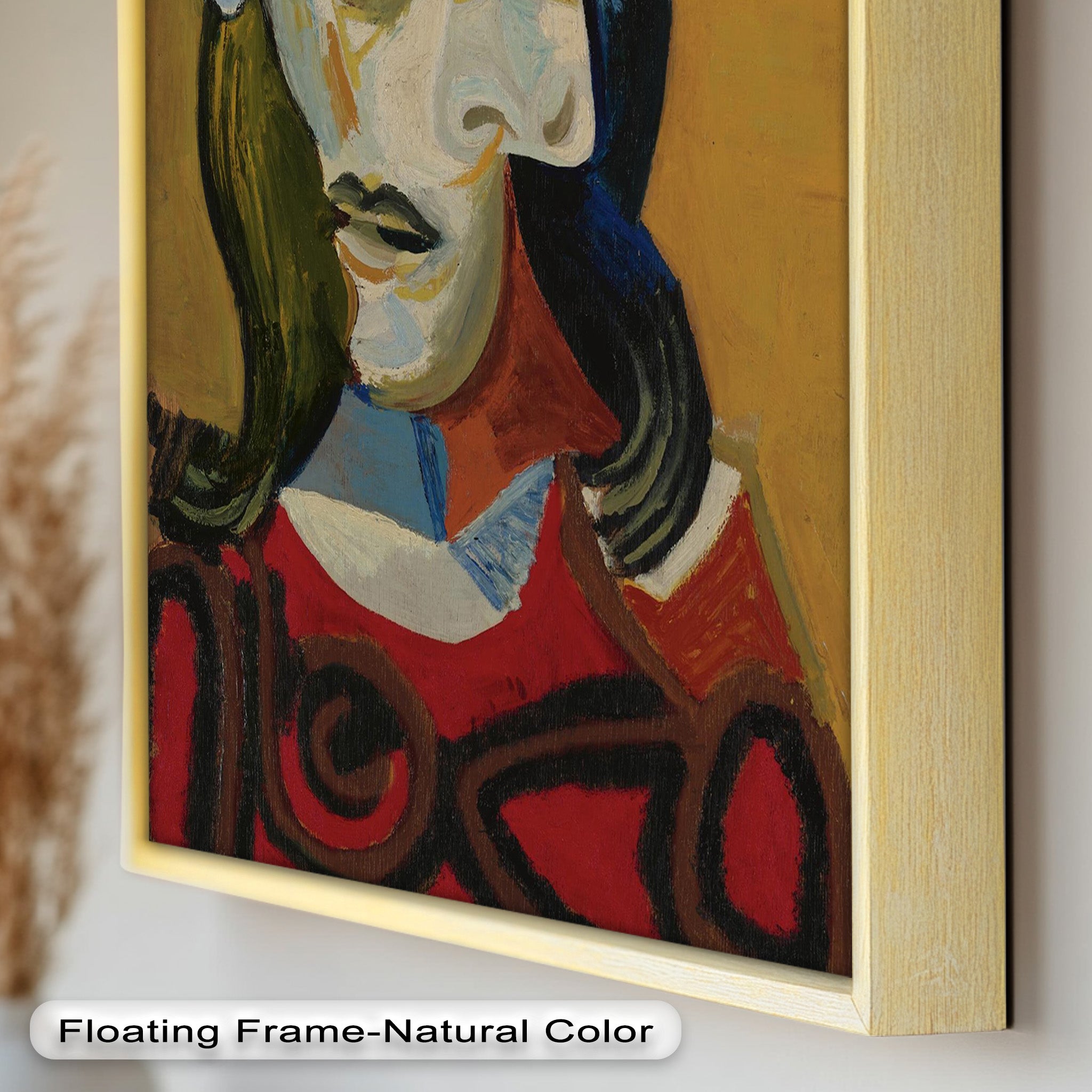 Abstract Portrait with Red Garment - Picasso Style Oil Painting Reproduction - Wall Art for Living Room, Bedroom & Office Decor